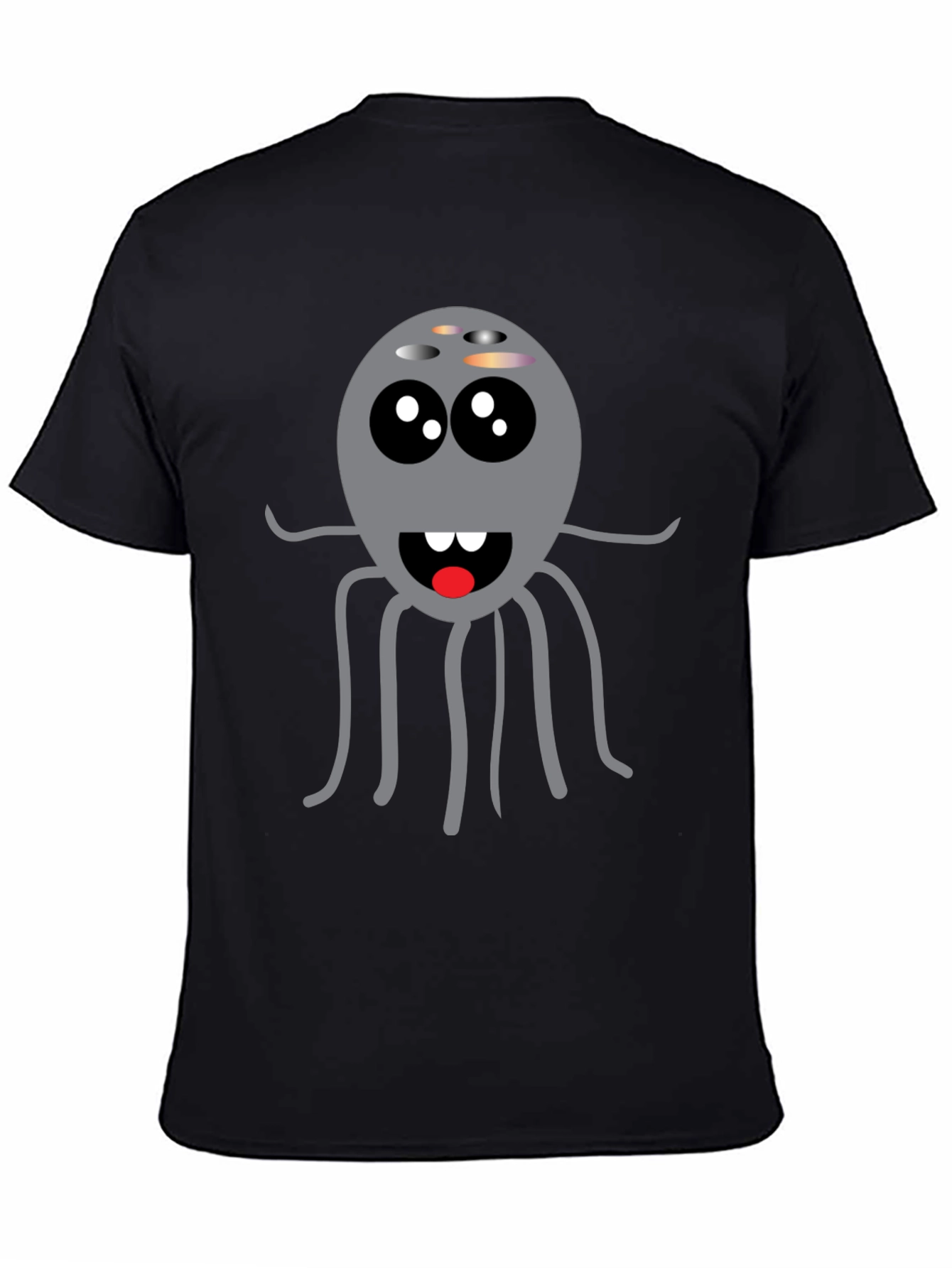 Cute Cartoon Octopus Graphic Black T-Shirt