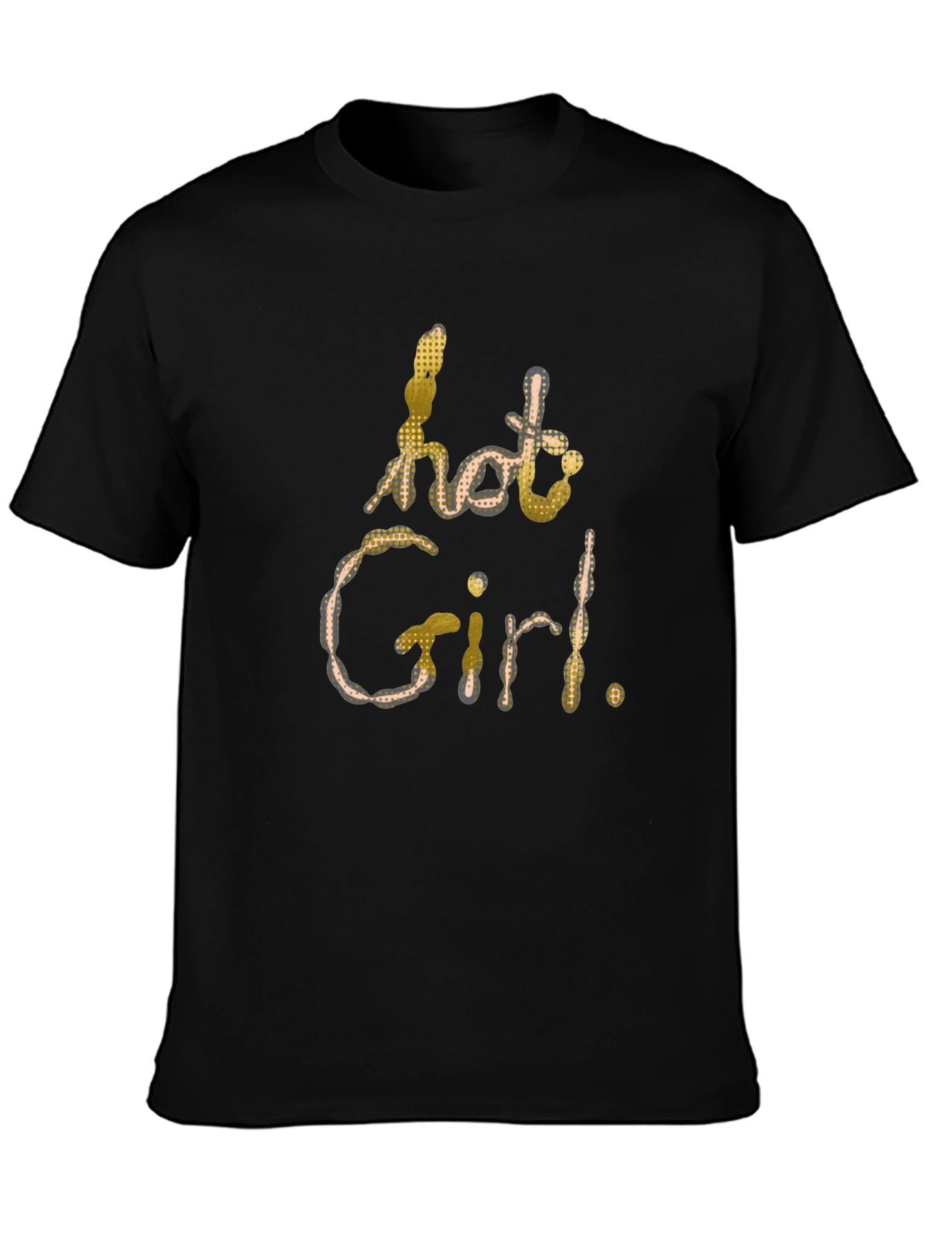 Hot Girl Graphic Print Black T-Shirt