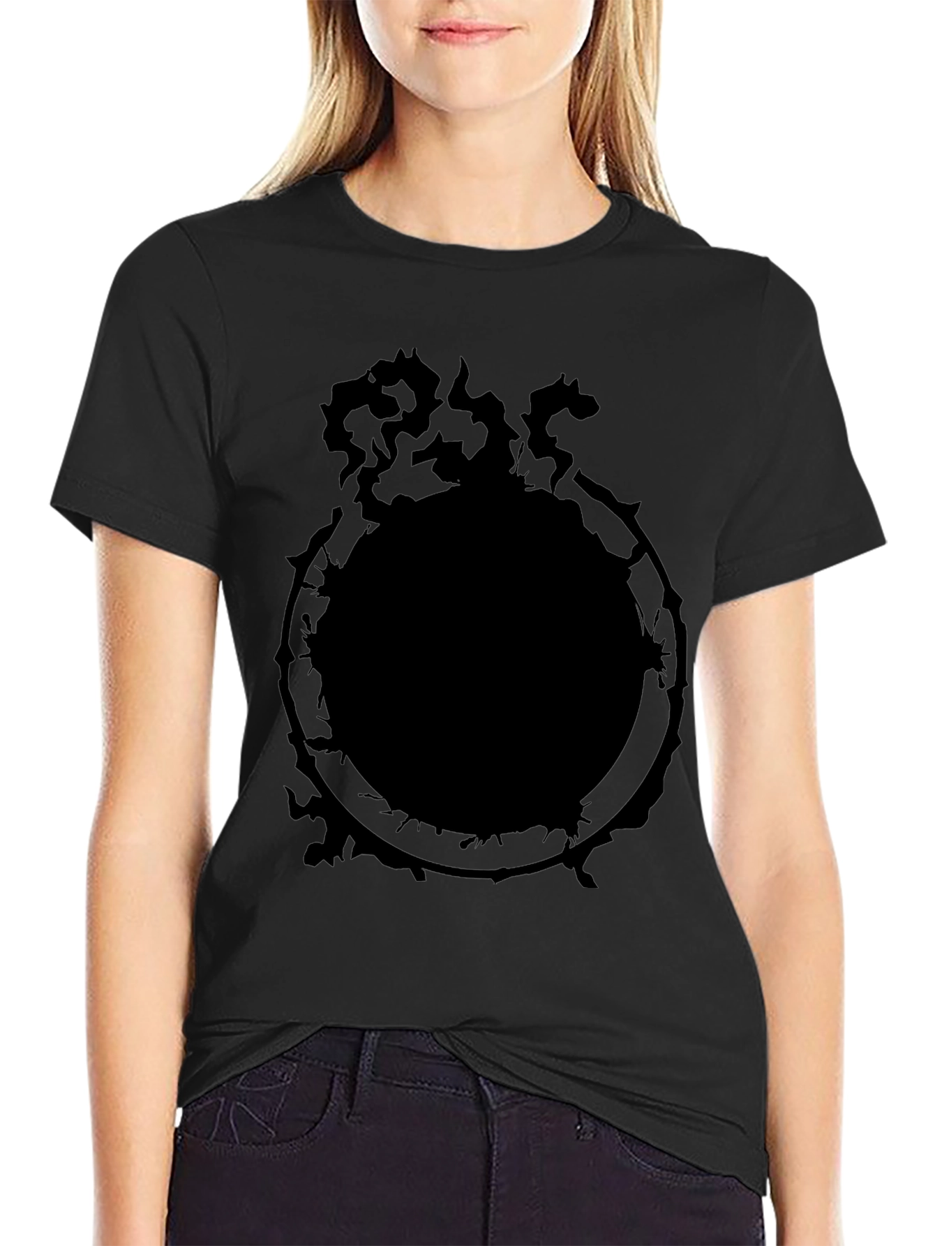 Mens Black Graphic Tee - Ouroboros Serpent