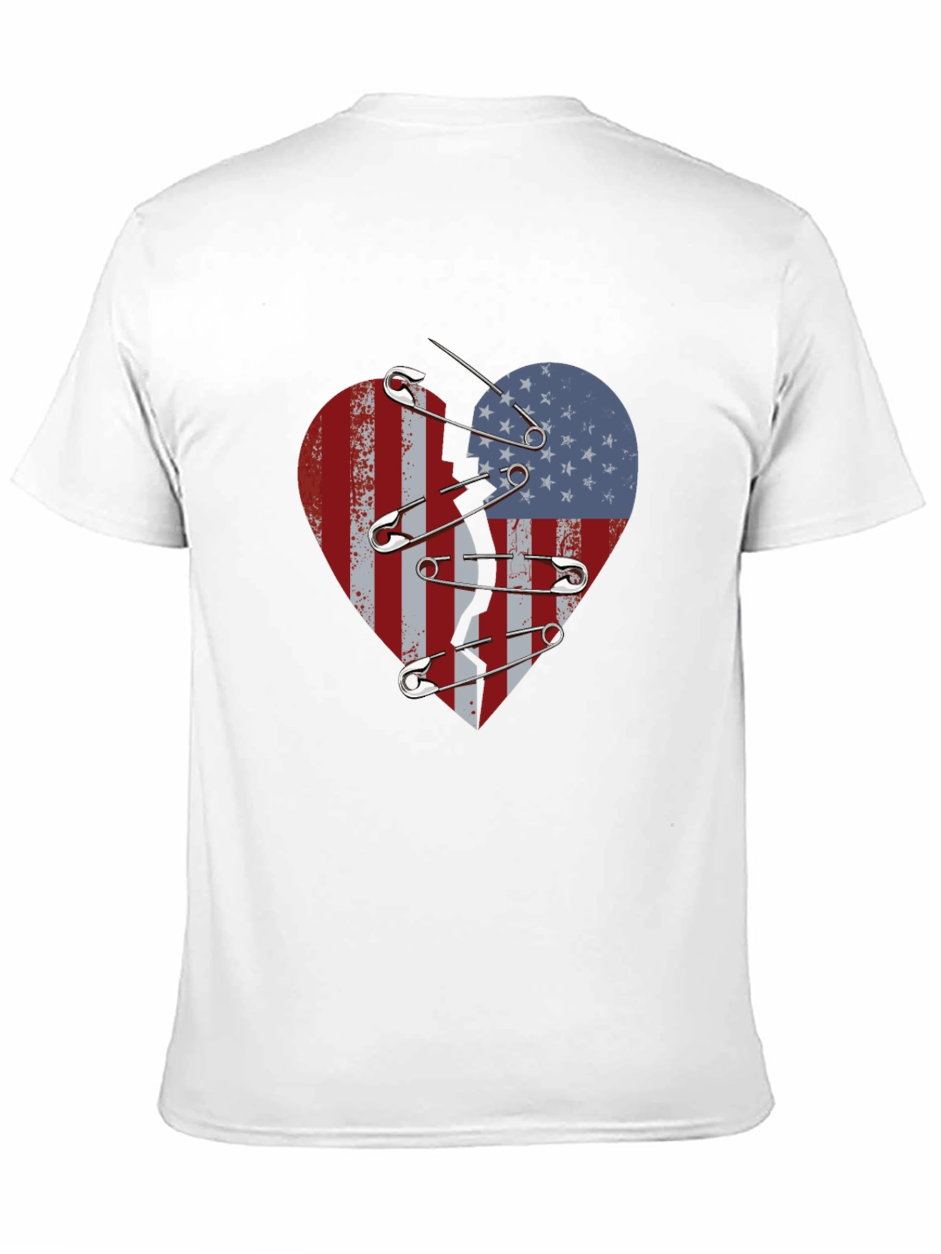Broken Heart American Flag Safety Pin Graphic Tee