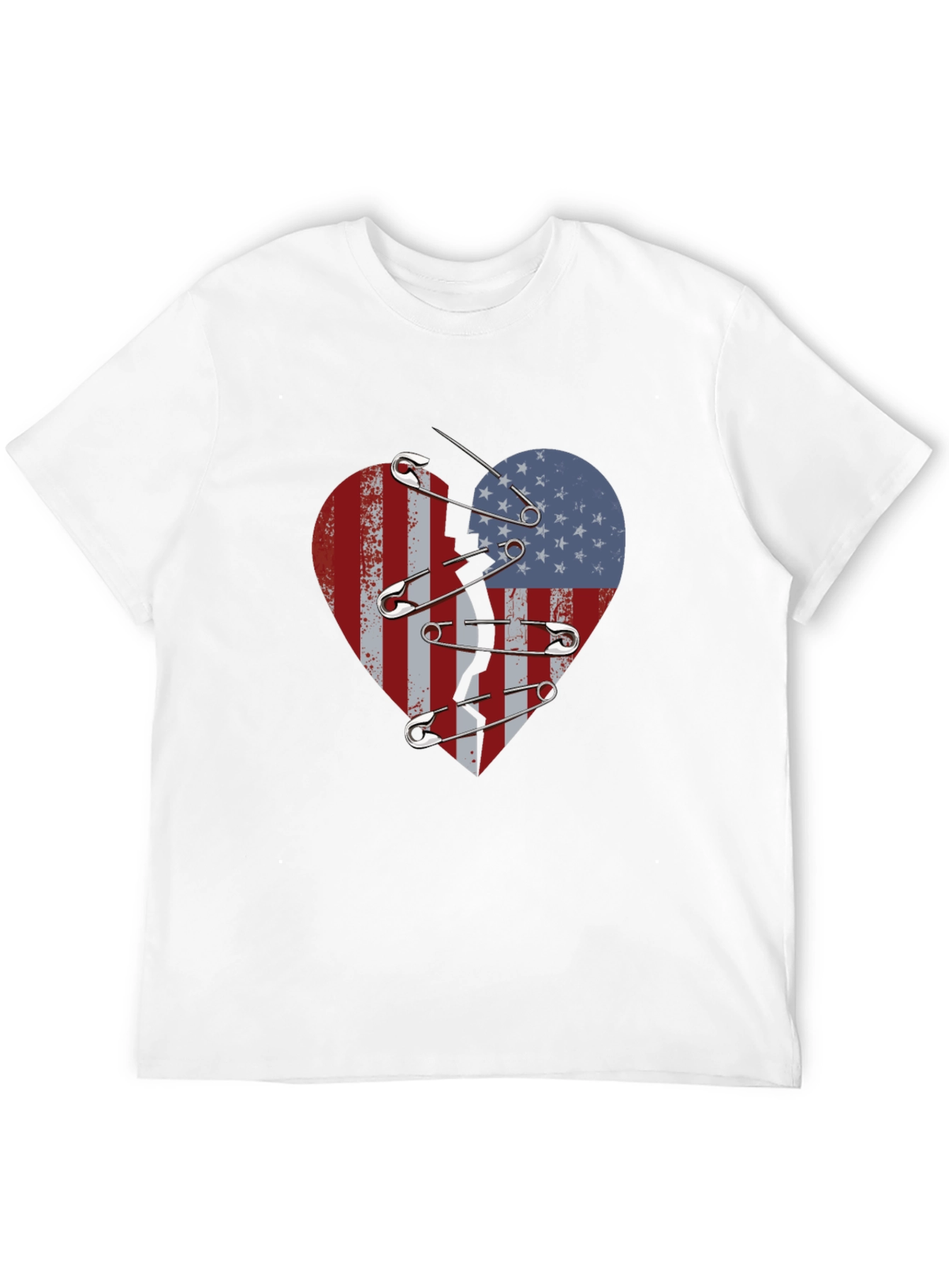 Broken Heart American Flag Safety Pin Graphic Tee