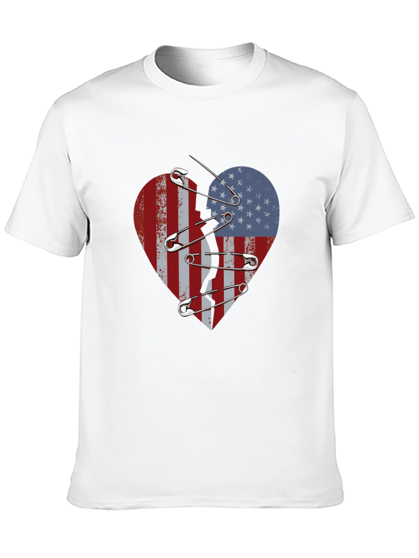 Broken Heart American Flag Safety Pin Graphic Tee
