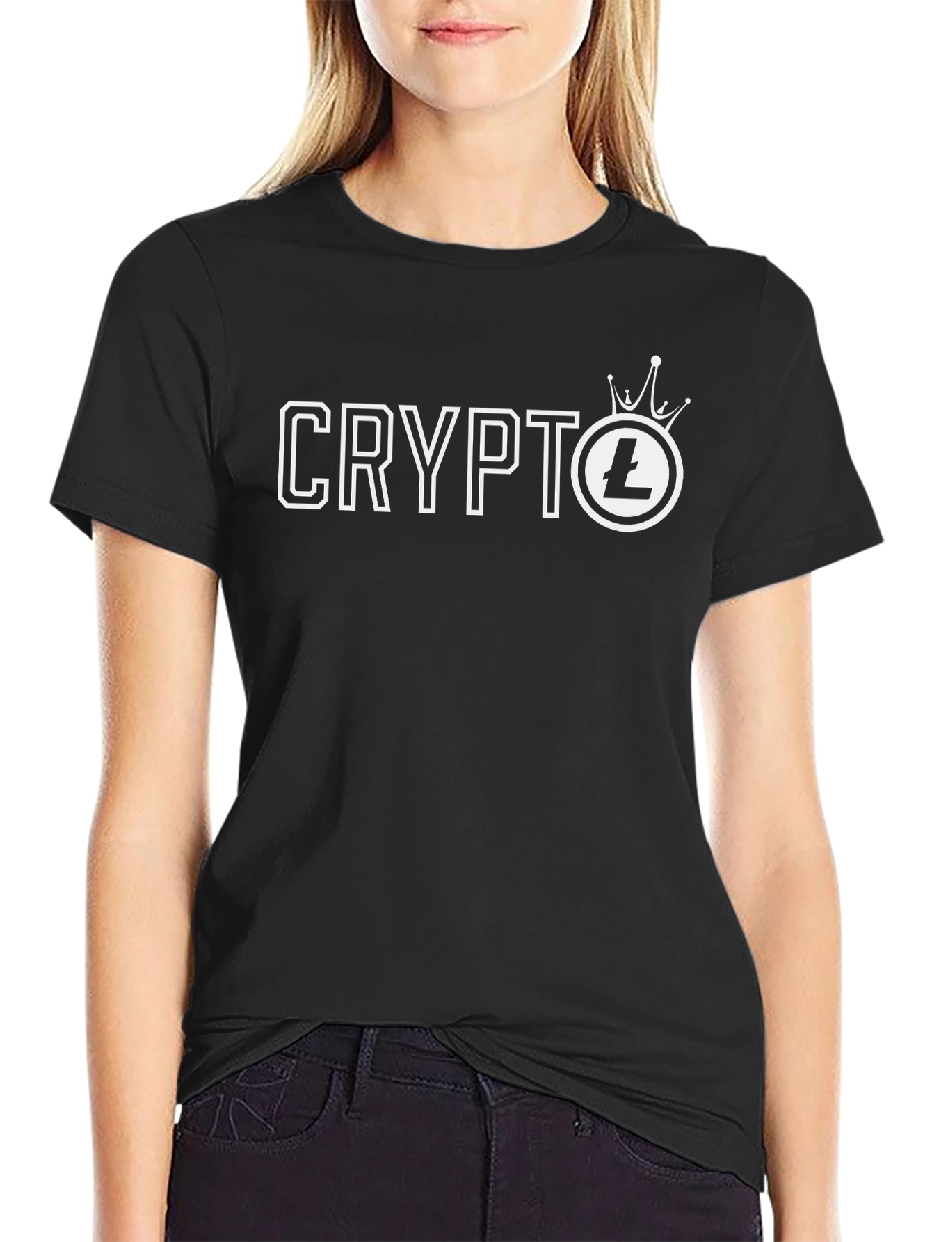 Crypto Litecoin Crown Mens Black T-Shirt