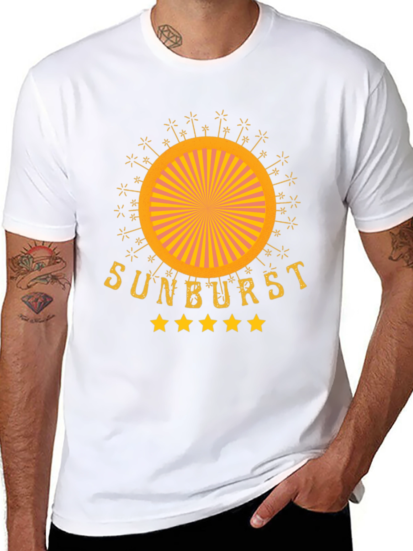 Sunburst Graphic Tee - Retro Style Cotton T-Shirt