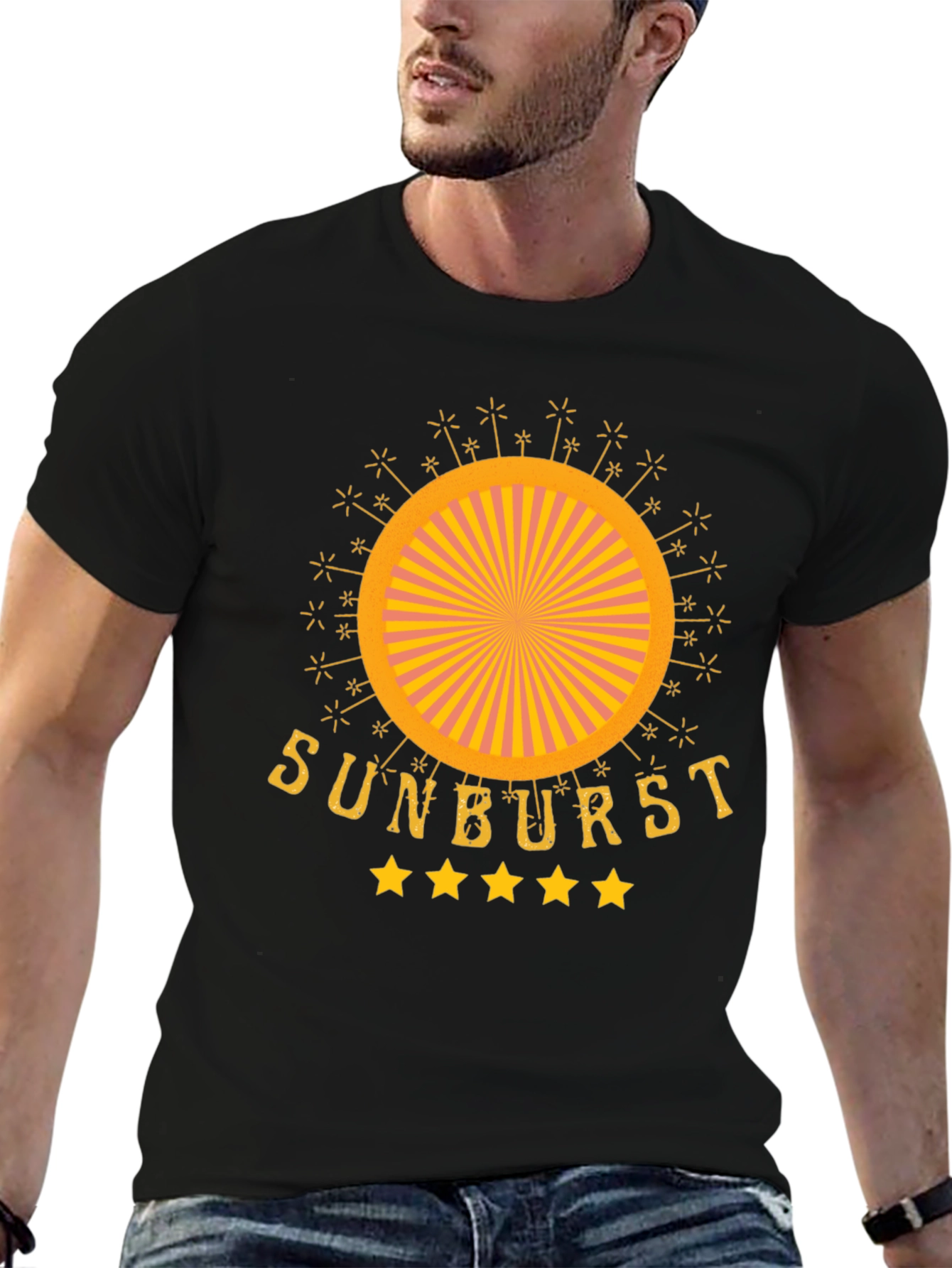 Sunburst Graphic Tee - Retro Style Cotton T-Shirt