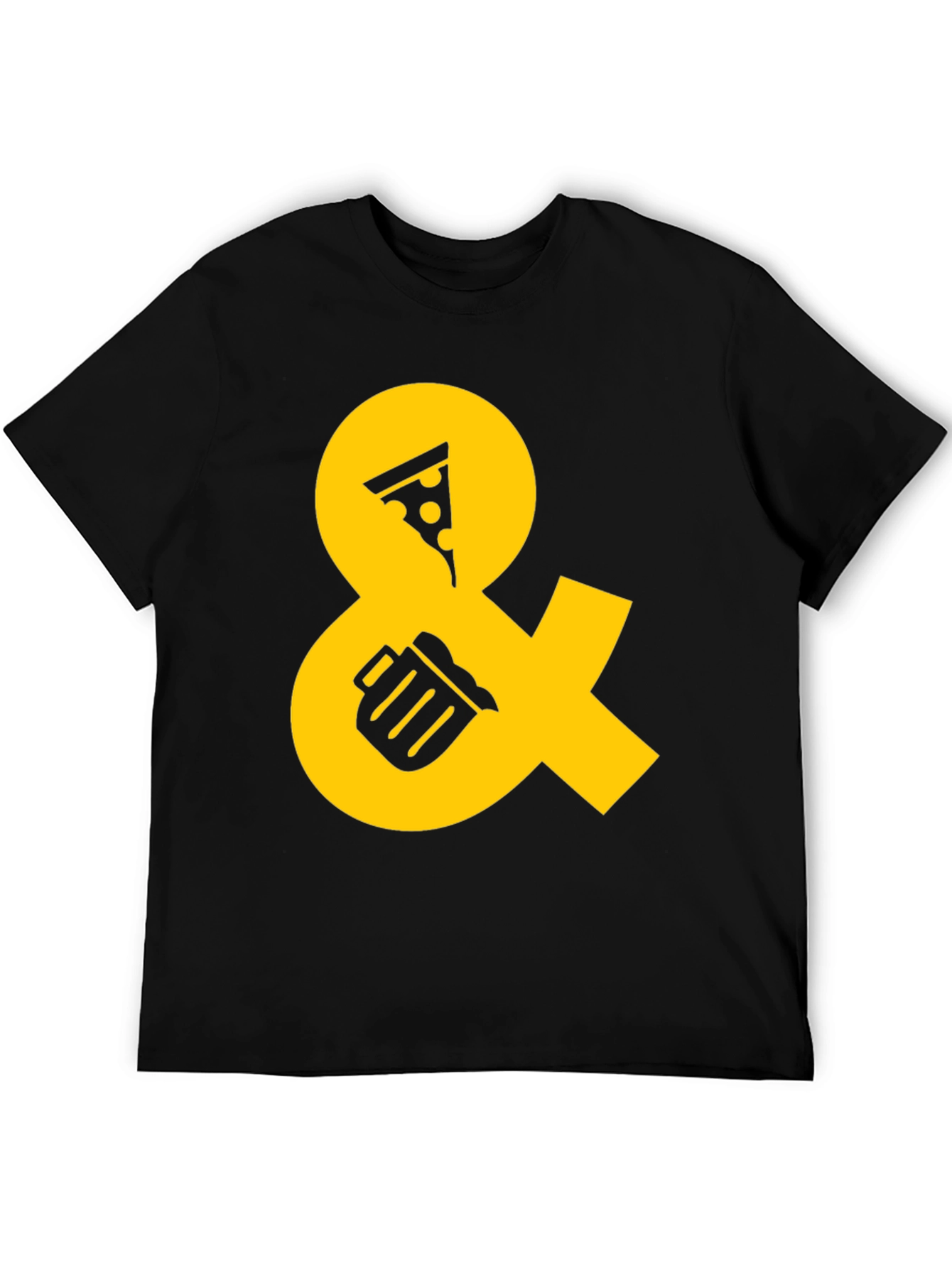 Pizza and Beer Graphic Tee - Black Casual Shirt