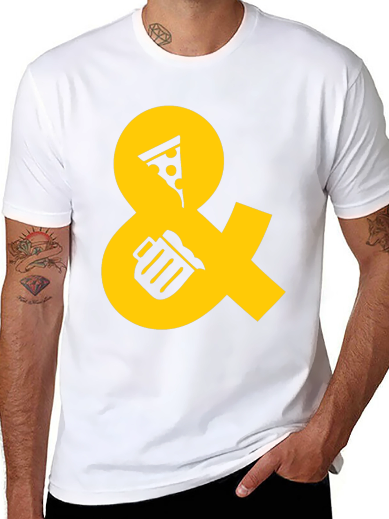 Pizza and Beer Graphic Tee - Black Casual Shirt