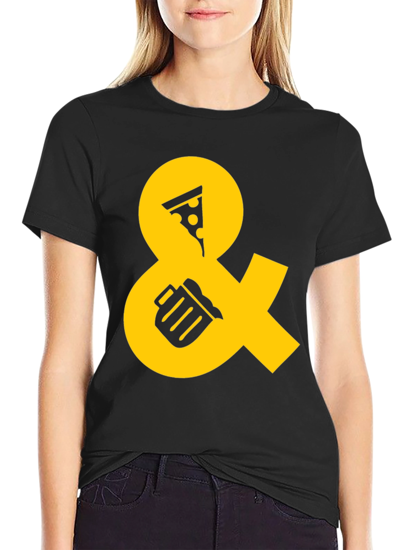 Pizza and Beer Graphic Tee - Black Casual Shirt