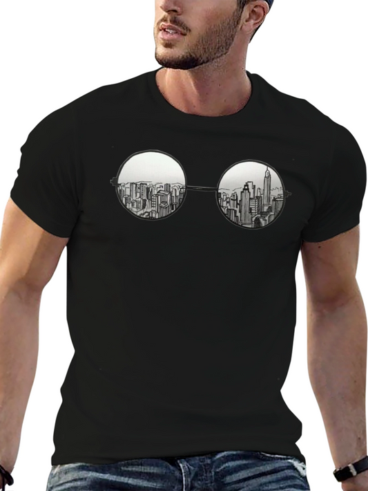 Cityscape in Specs Graphic Tee - Black Cotton
