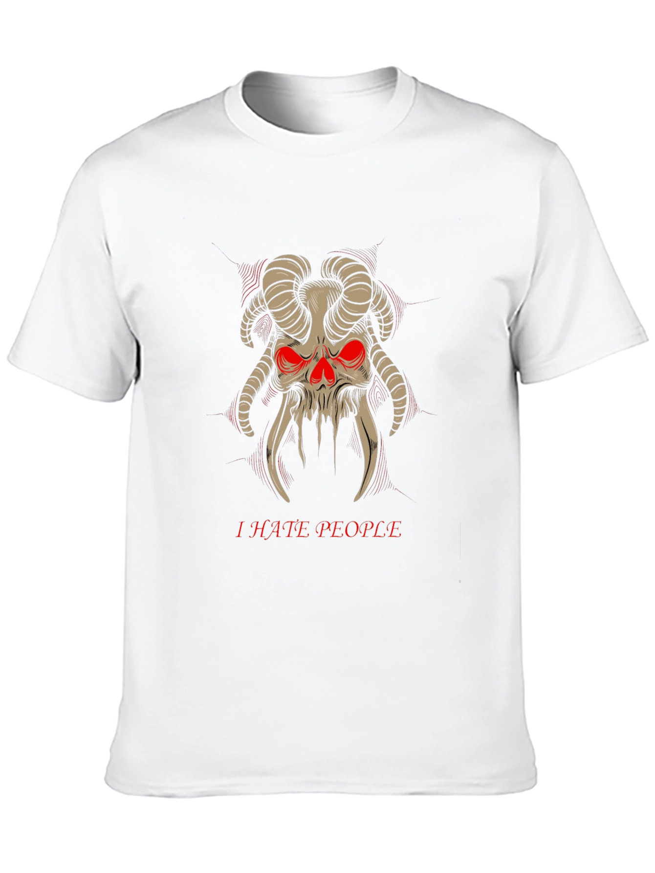 I Hate People Skull Horns T-Shirt Black