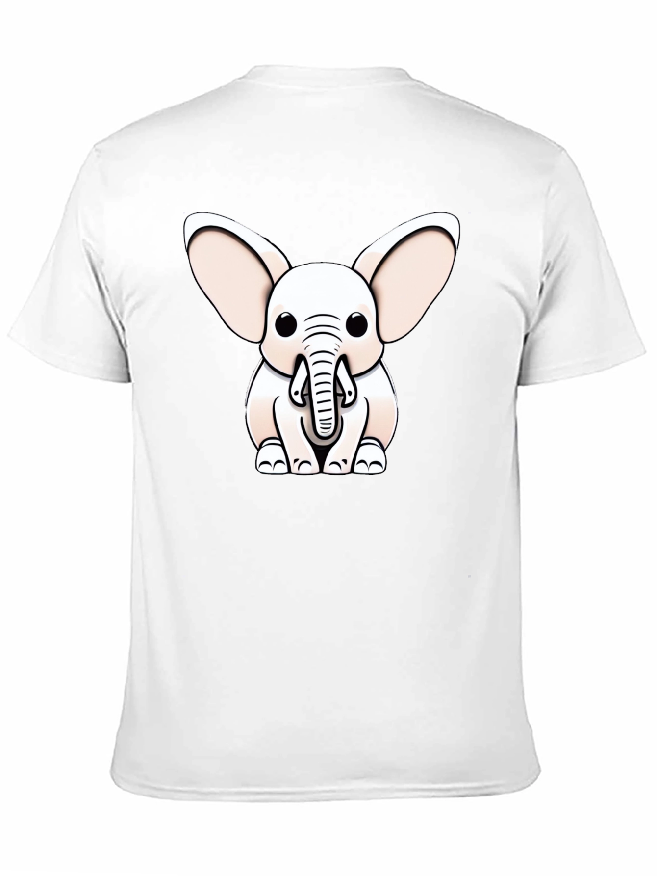 Cute Cartoon Elephant Graphic Tee - Black Cotton Blend