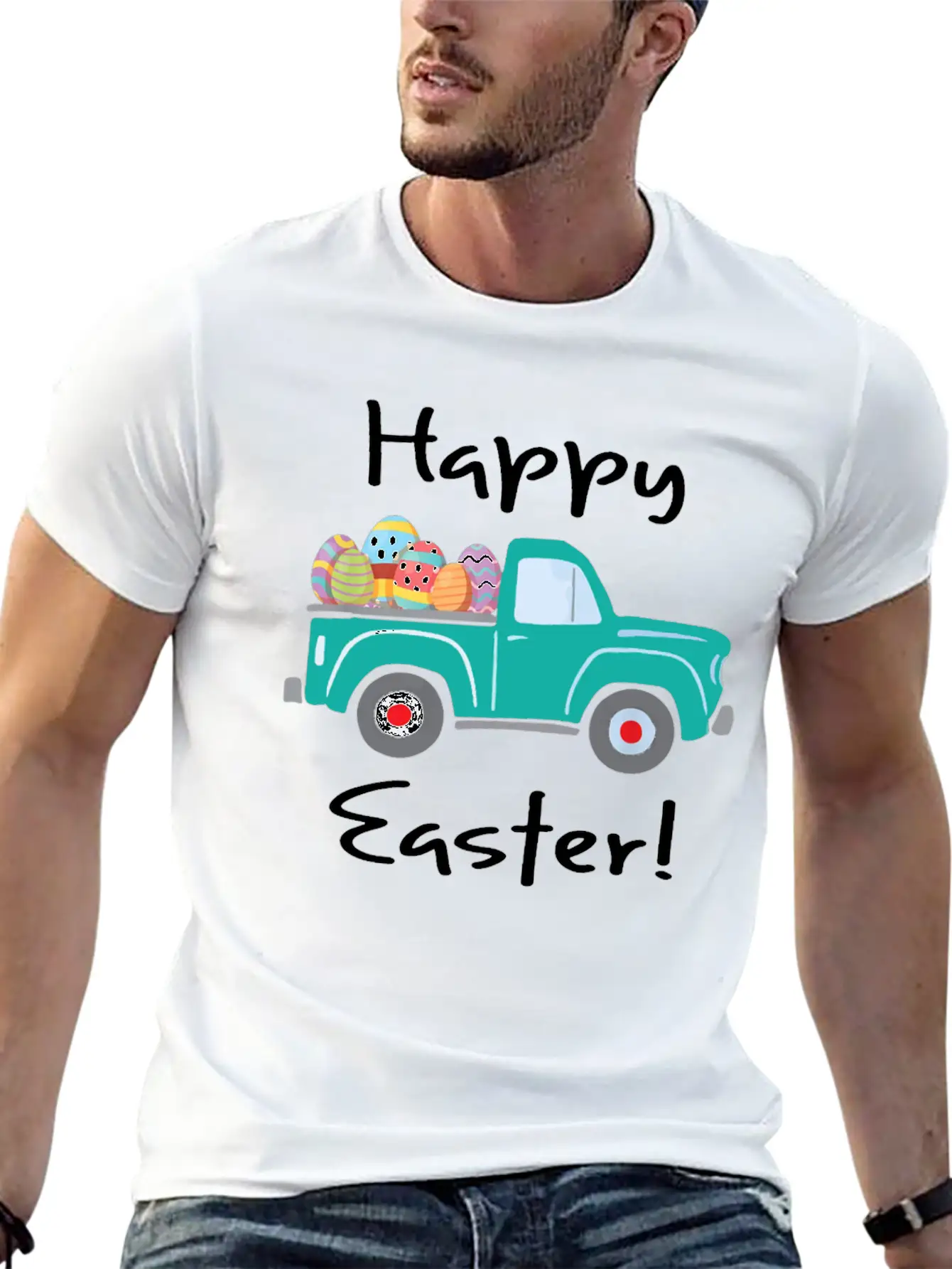 Vintage Truck With Easter Eggs Happy Easter Tshirt Unisex Casual T-Shirt – Clean Design For Daily Comfort