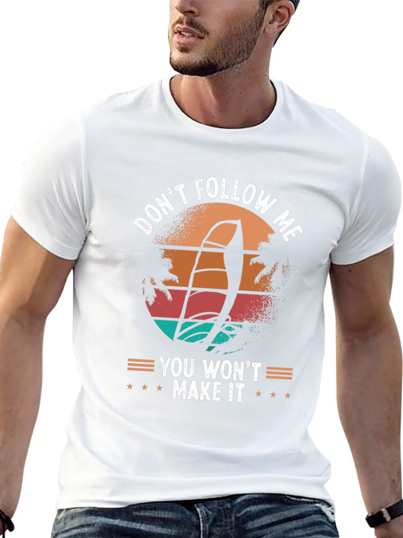 Dont Follow Me T-Shirt: Windsurfing Sunset Design