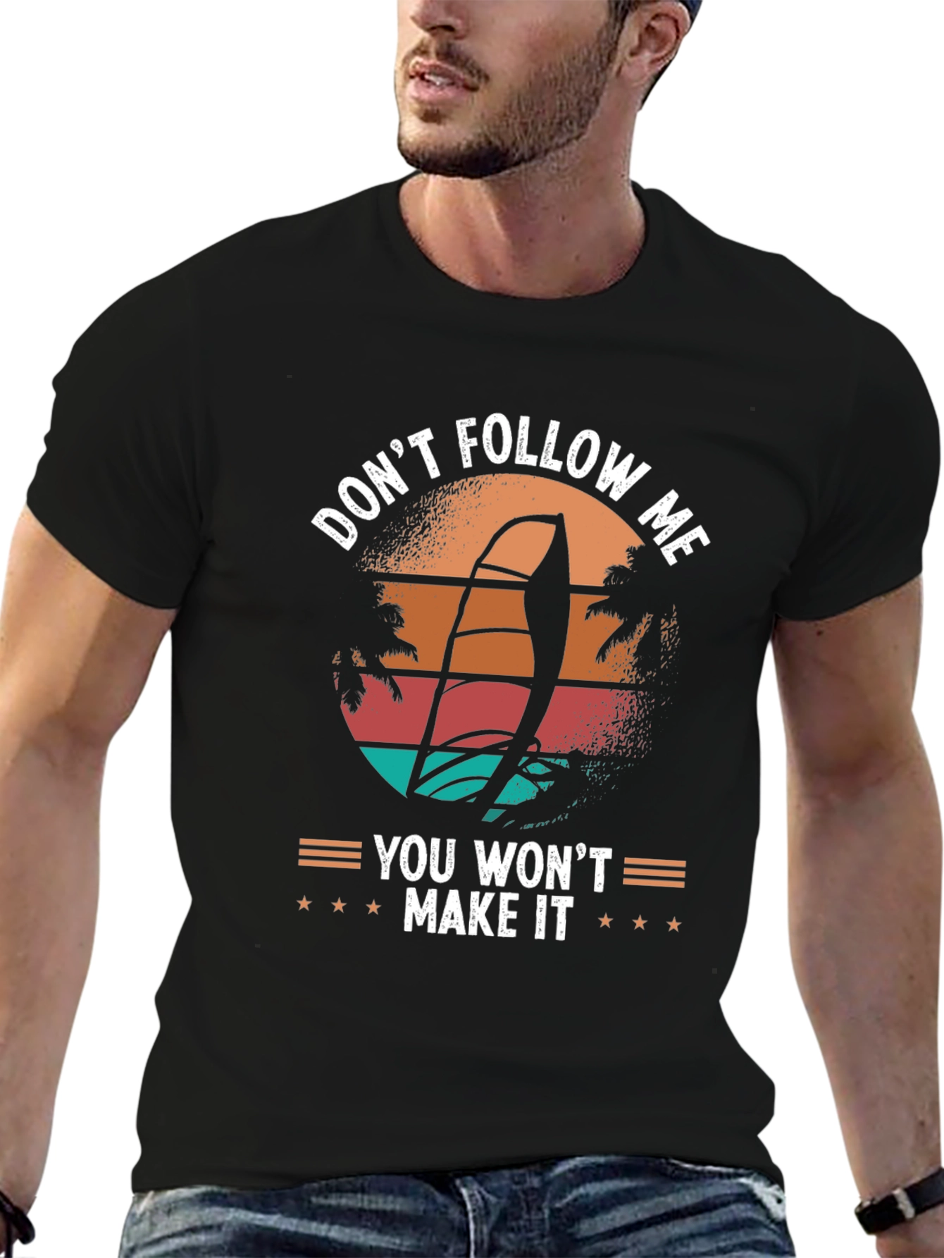 Dont Follow Me T-Shirt: Windsurfing Sunset Design