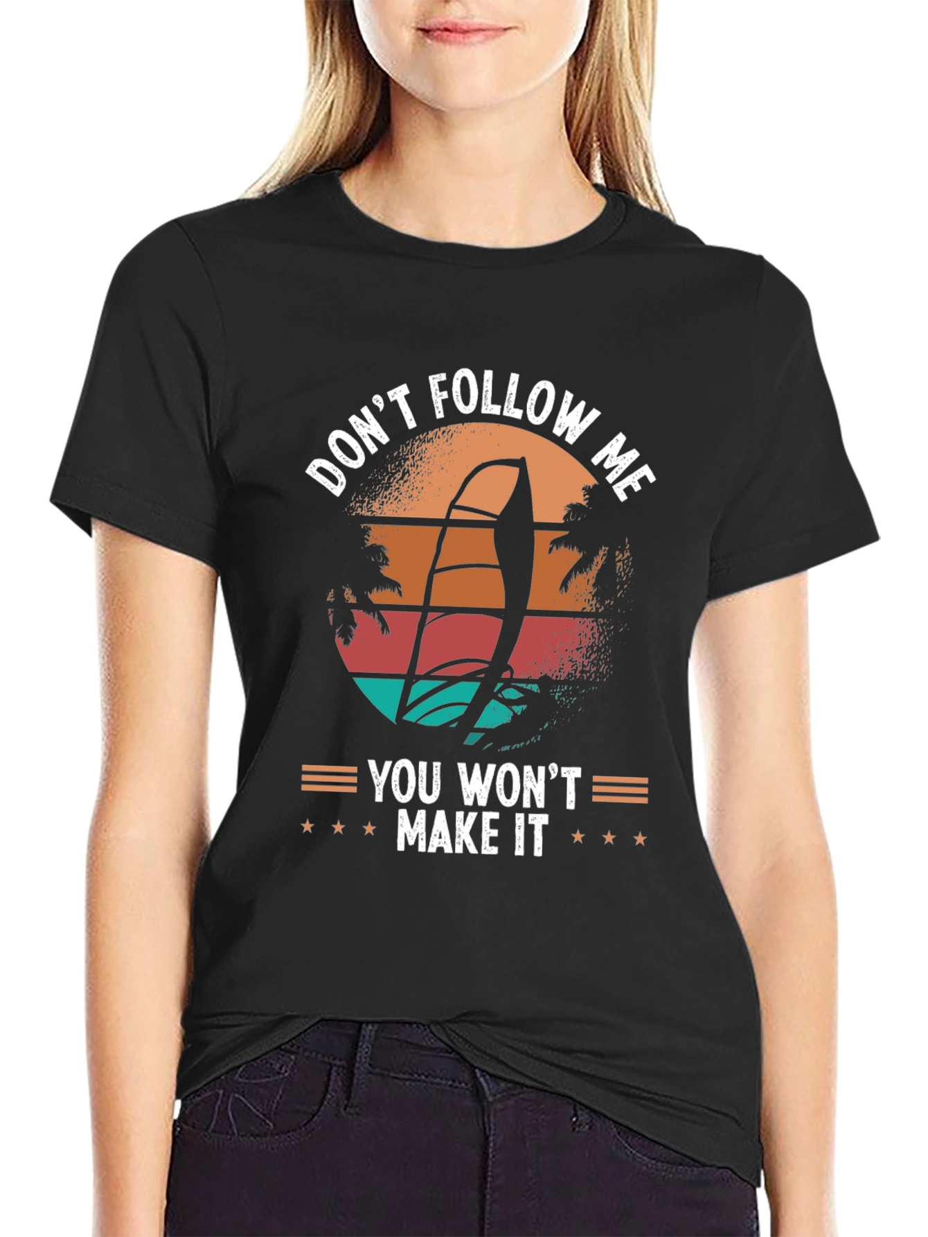 Dont Follow Me T-Shirt: Windsurfing Sunset Design