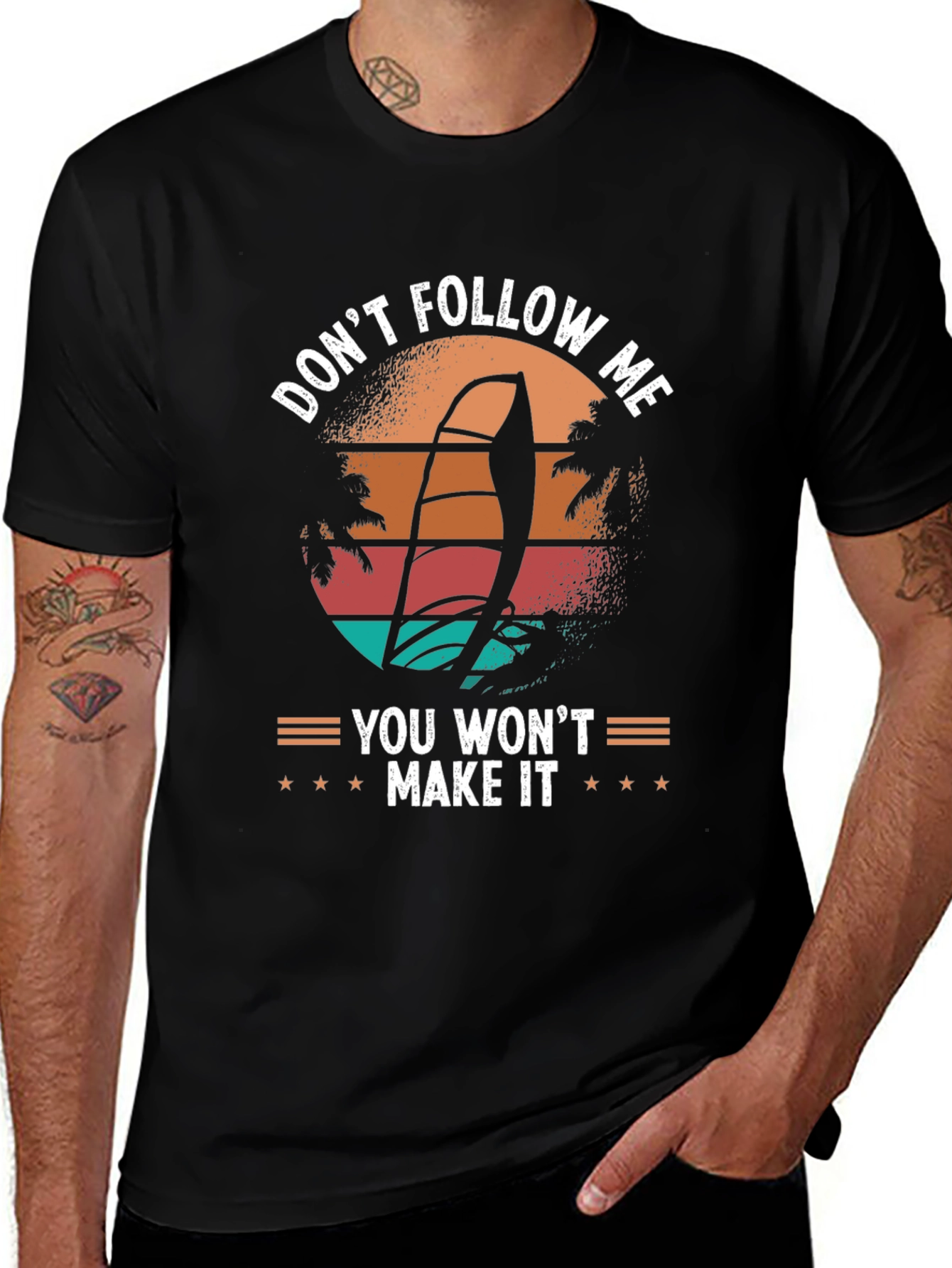 Dont Follow Me T-Shirt: Windsurfing Sunset Design