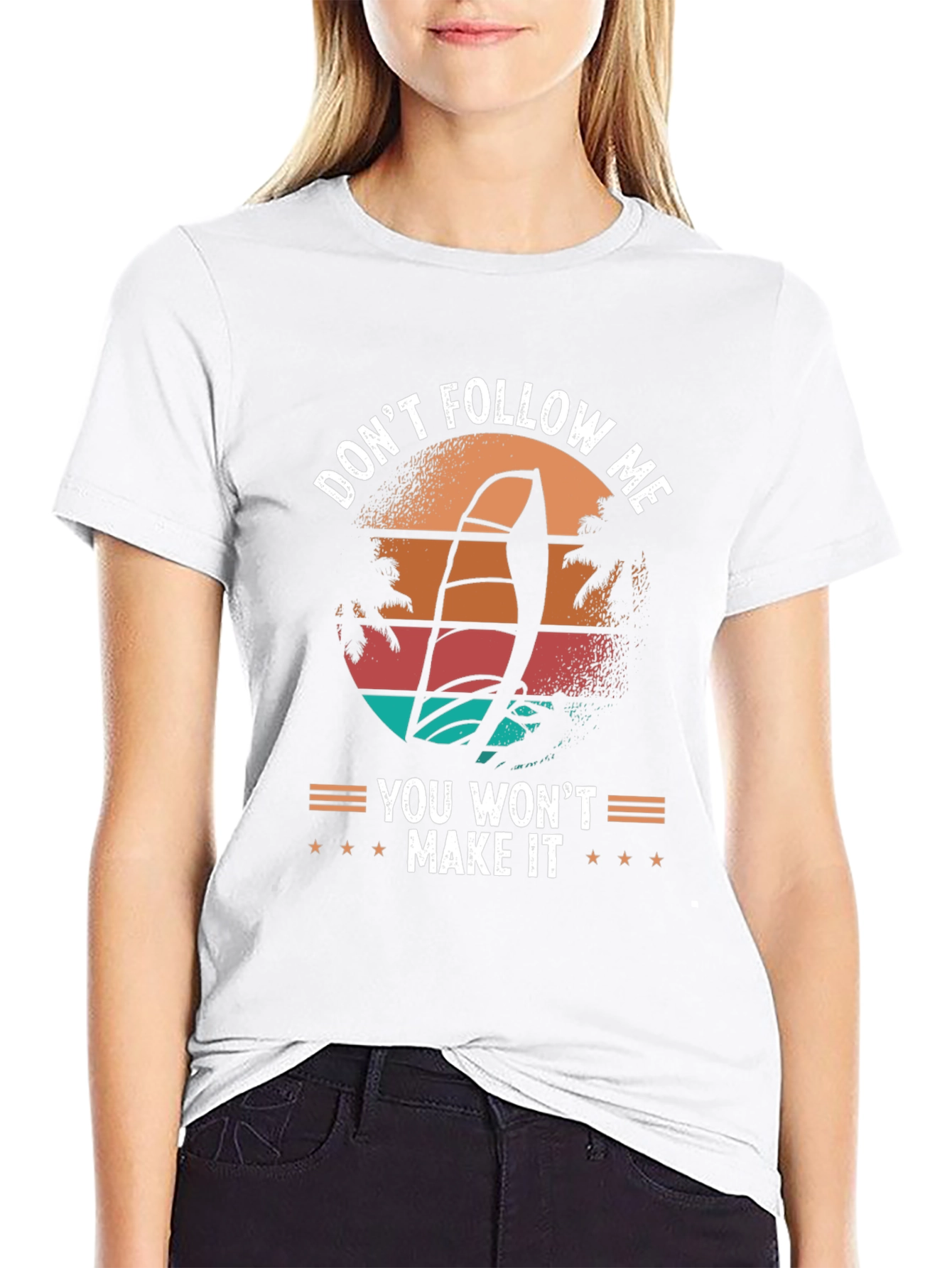 Dont Follow Me T-Shirt: Windsurfing Sunset Design