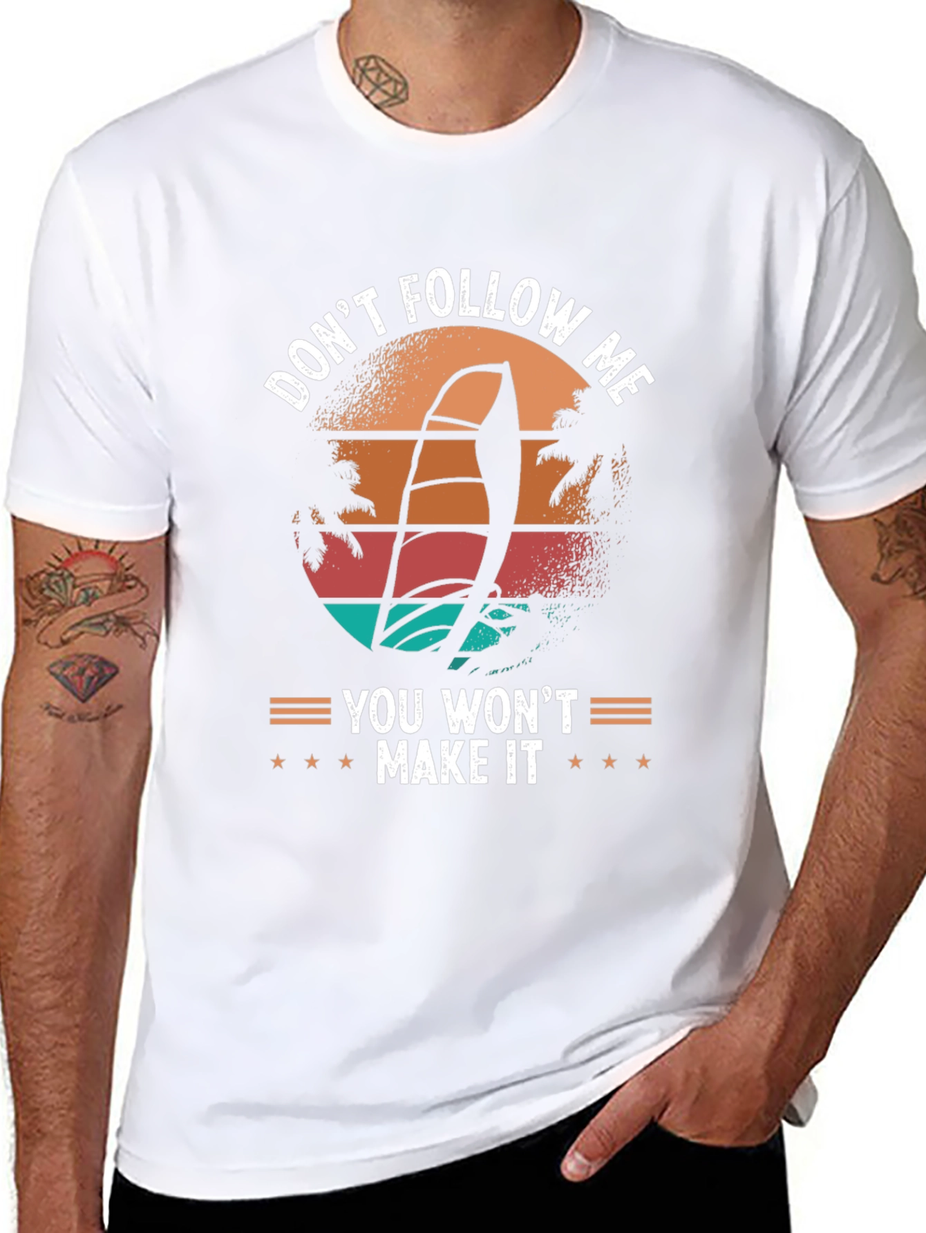 Dont Follow Me T-Shirt: Windsurfing Sunset Design