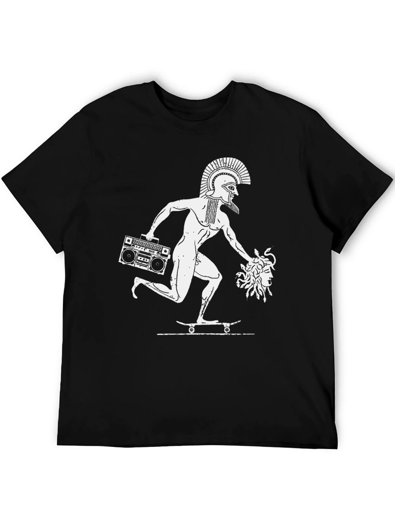 Skateboarder T-Shirt with Greek Warrior & Medusa