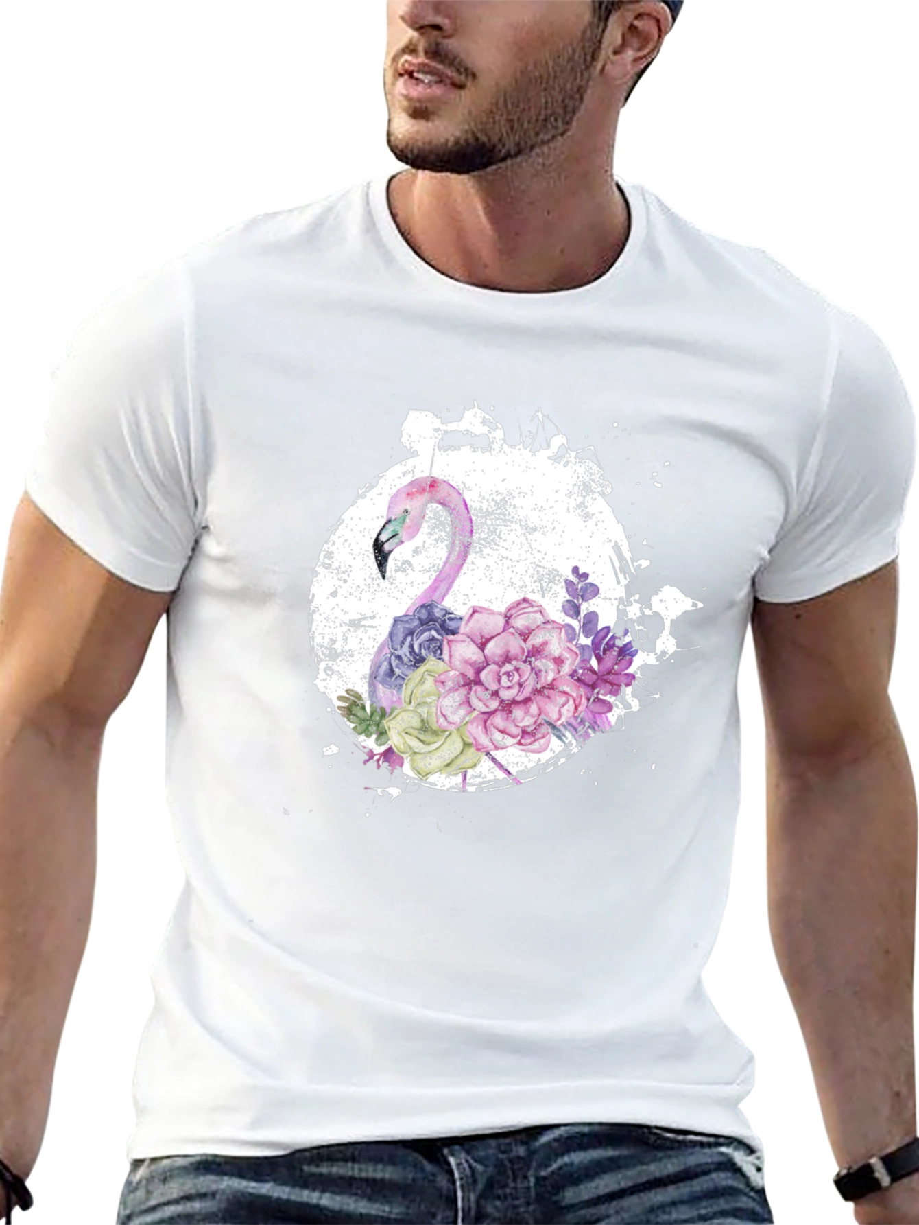 Floral Flamingo Graphic Tee - Unique Design