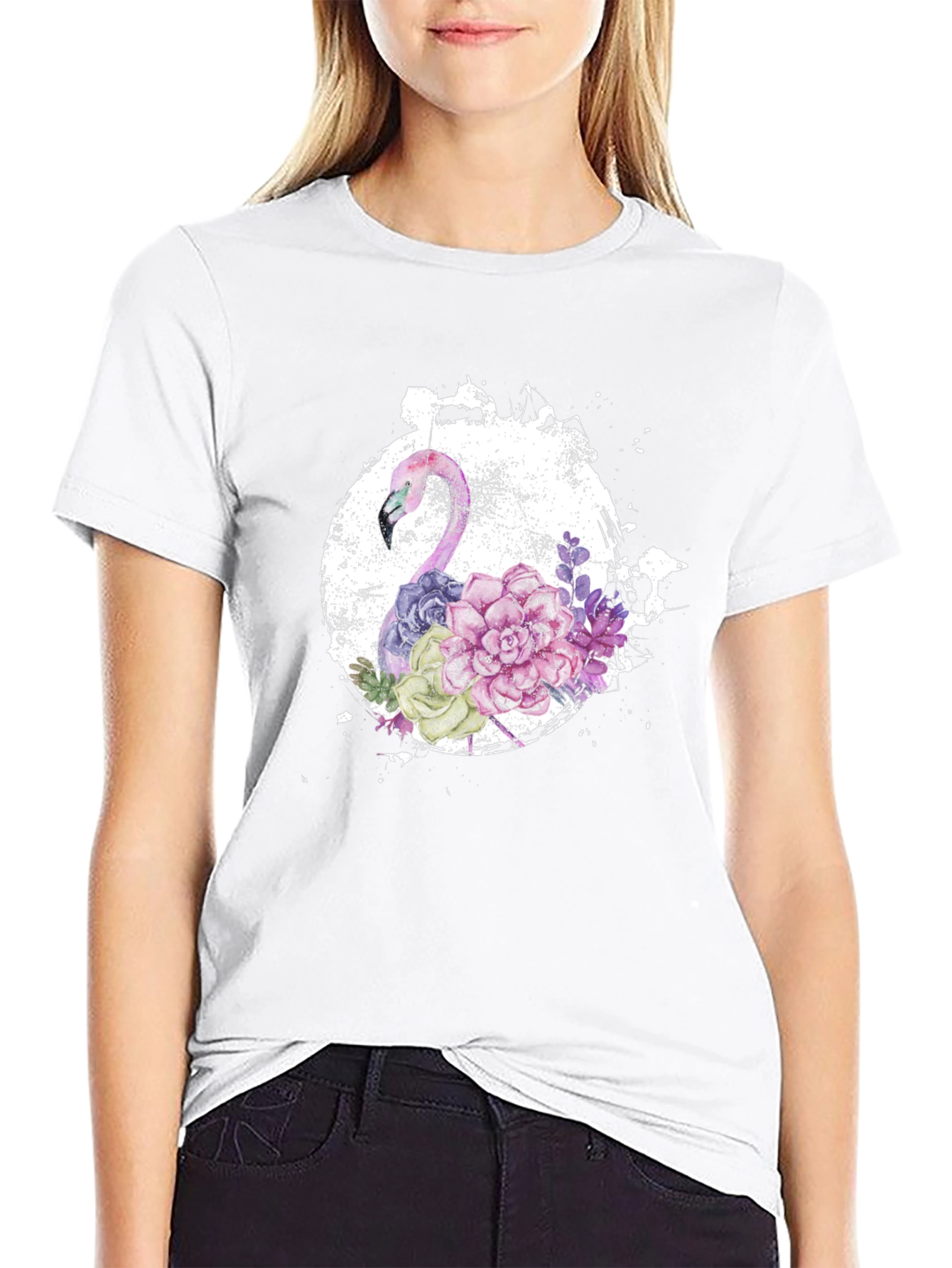 Floral Flamingo Graphic Tee - Unique Design