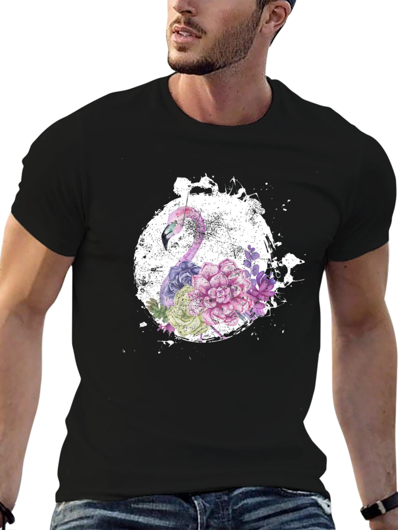 Floral Flamingo Graphic Tee - Unique Design