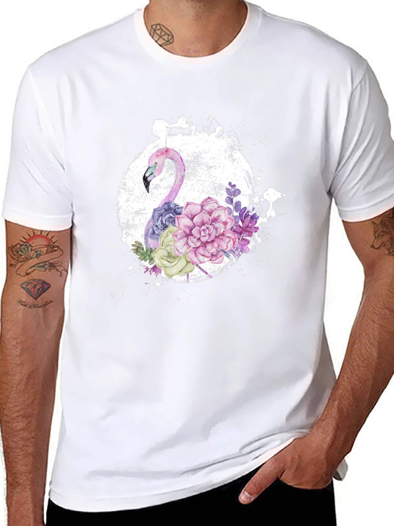 Floral Flamingo Graphic Tee - Unique Design