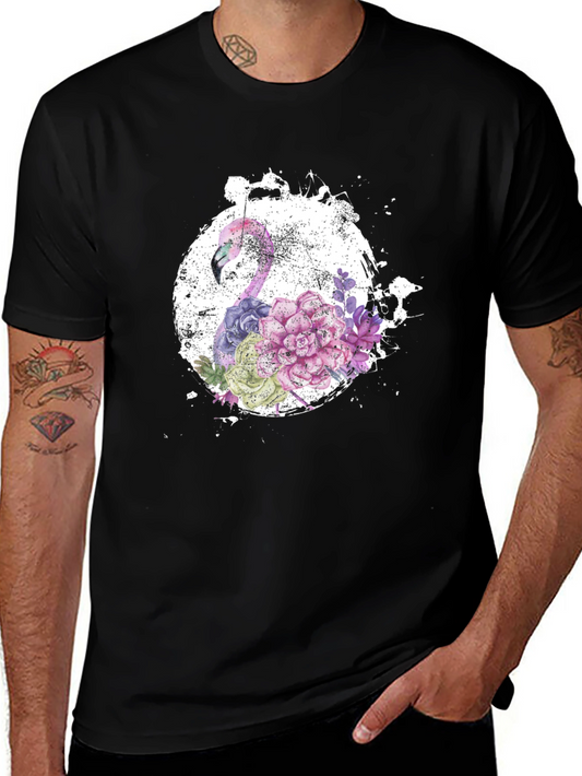 Floral Flamingo Graphic Tee - Unique Design