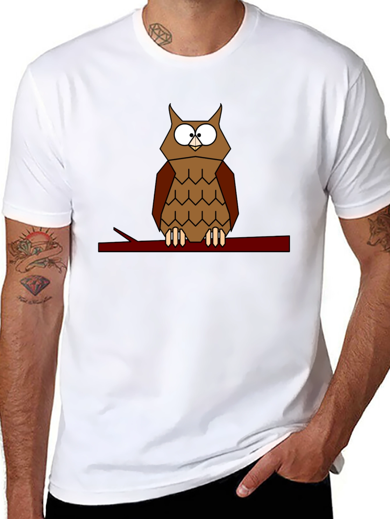 Geometric Owl T-Shirt - Modern Bird Tee
