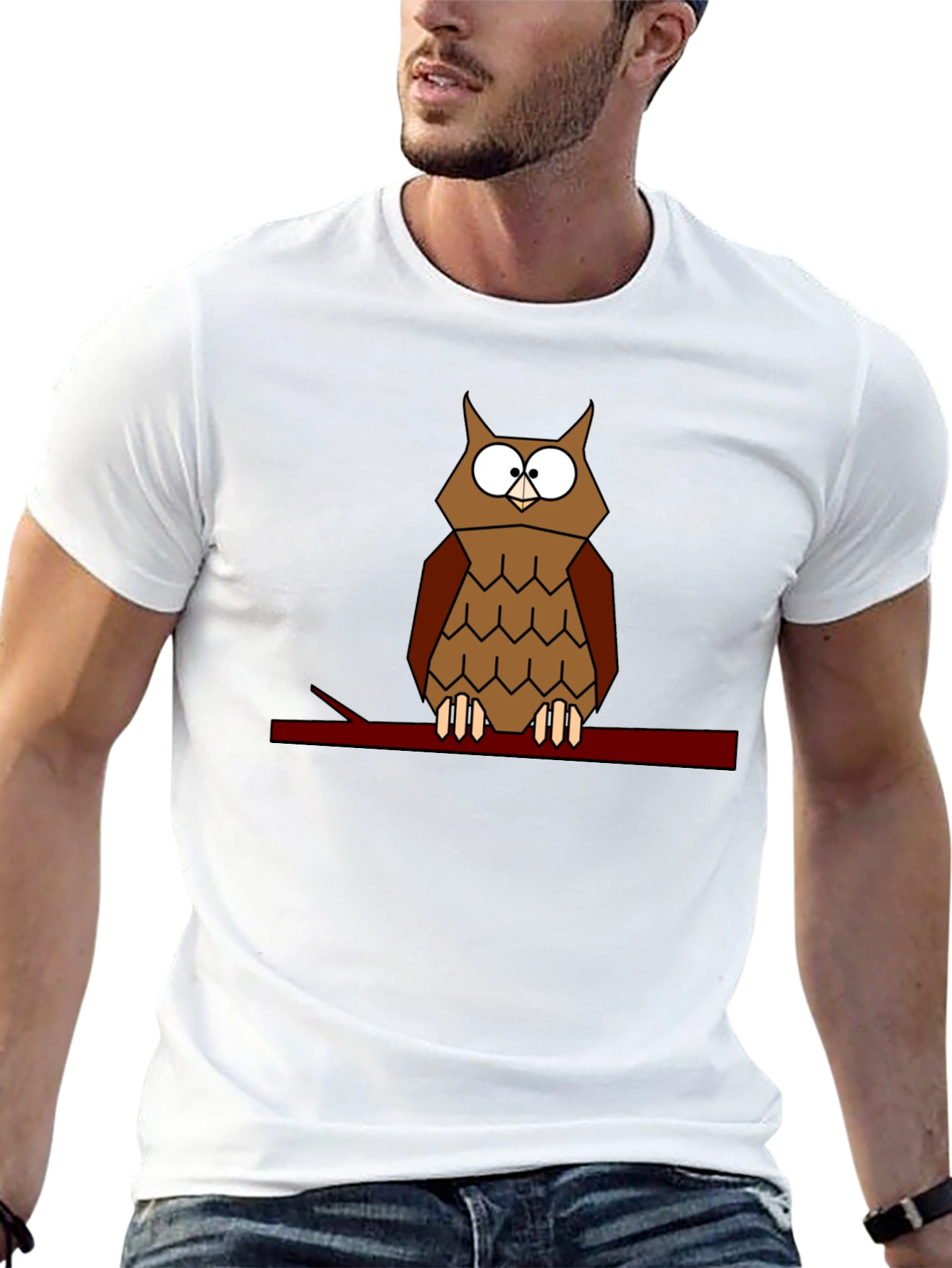 Geometric Owl T-Shirt - Modern Bird Tee