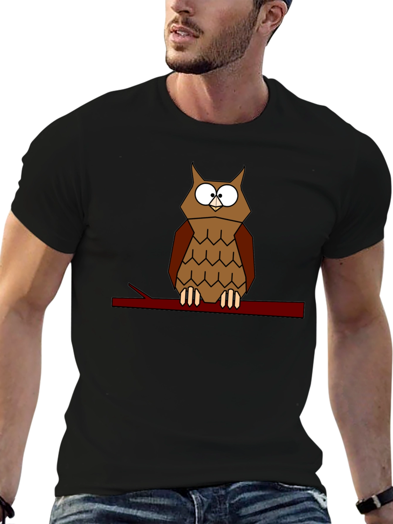 Geometric Owl T-Shirt - Modern Bird Tee
