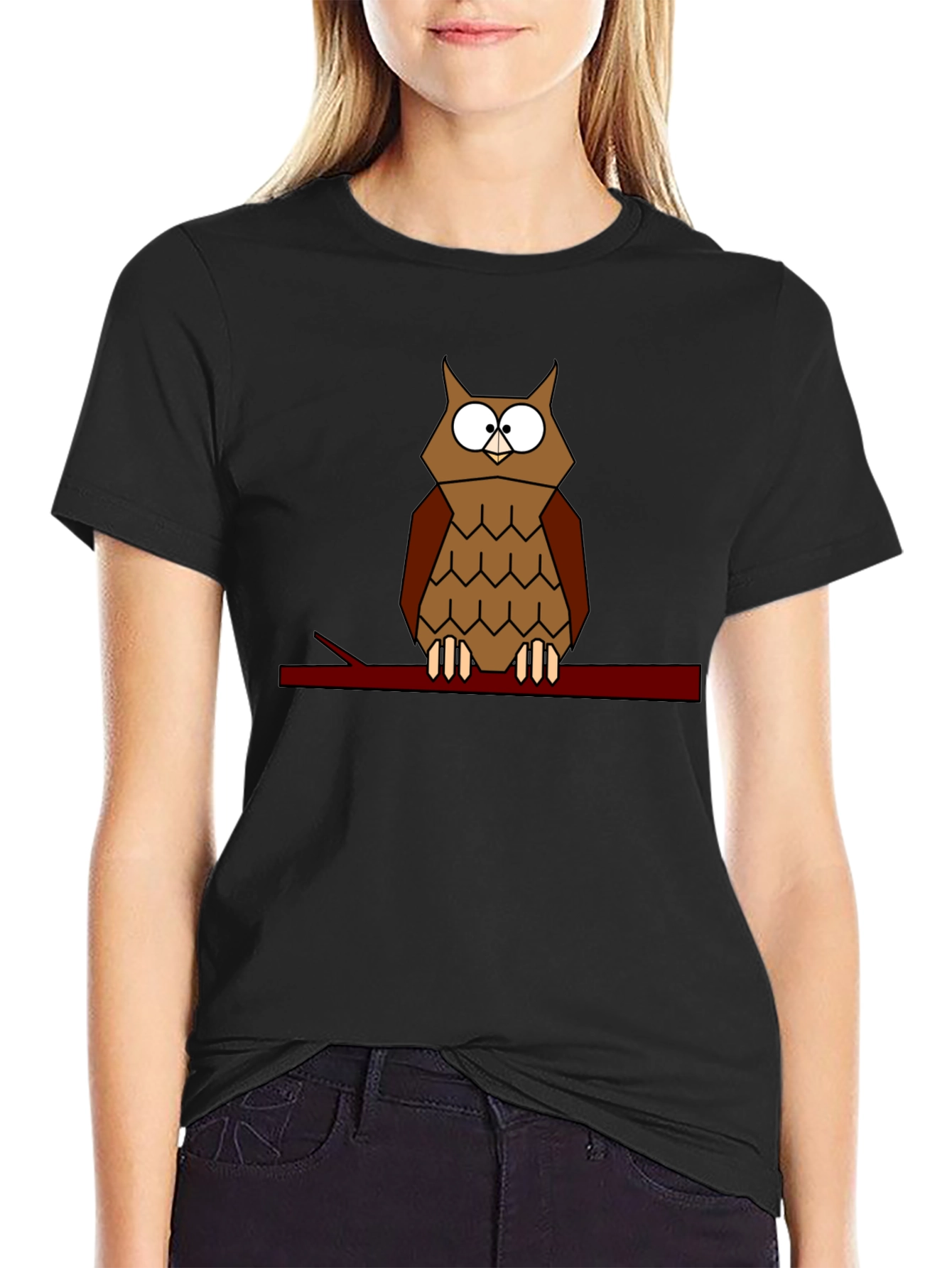 Geometric Owl T-Shirt - Modern Bird Tee
