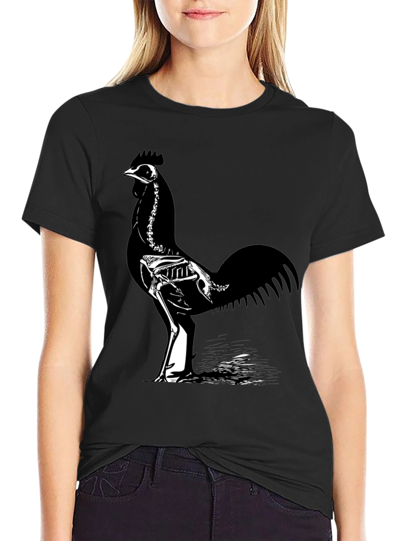 Skeleton Rooster T-Shirt - Black