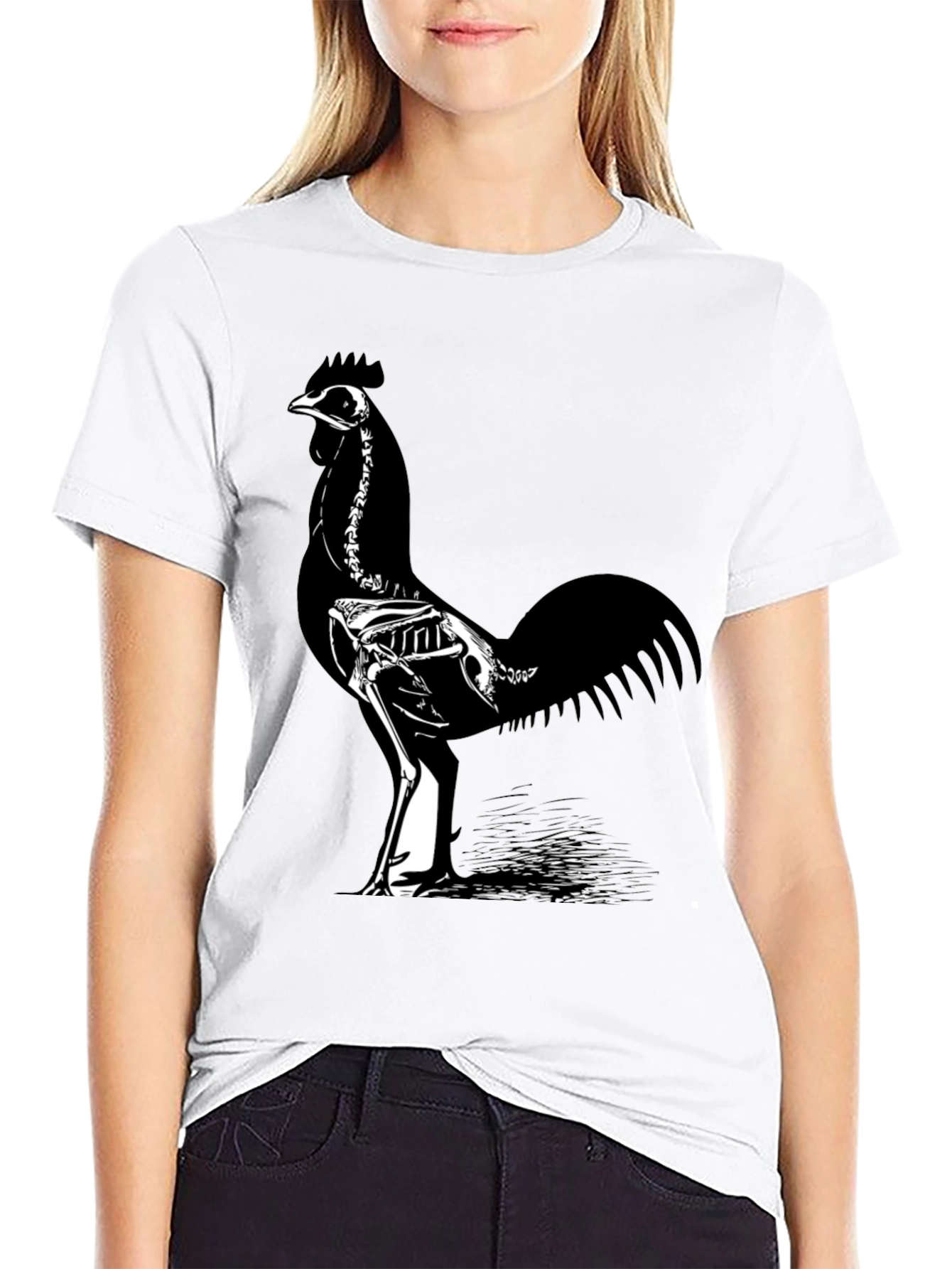 Skeleton Rooster T-Shirt - Black