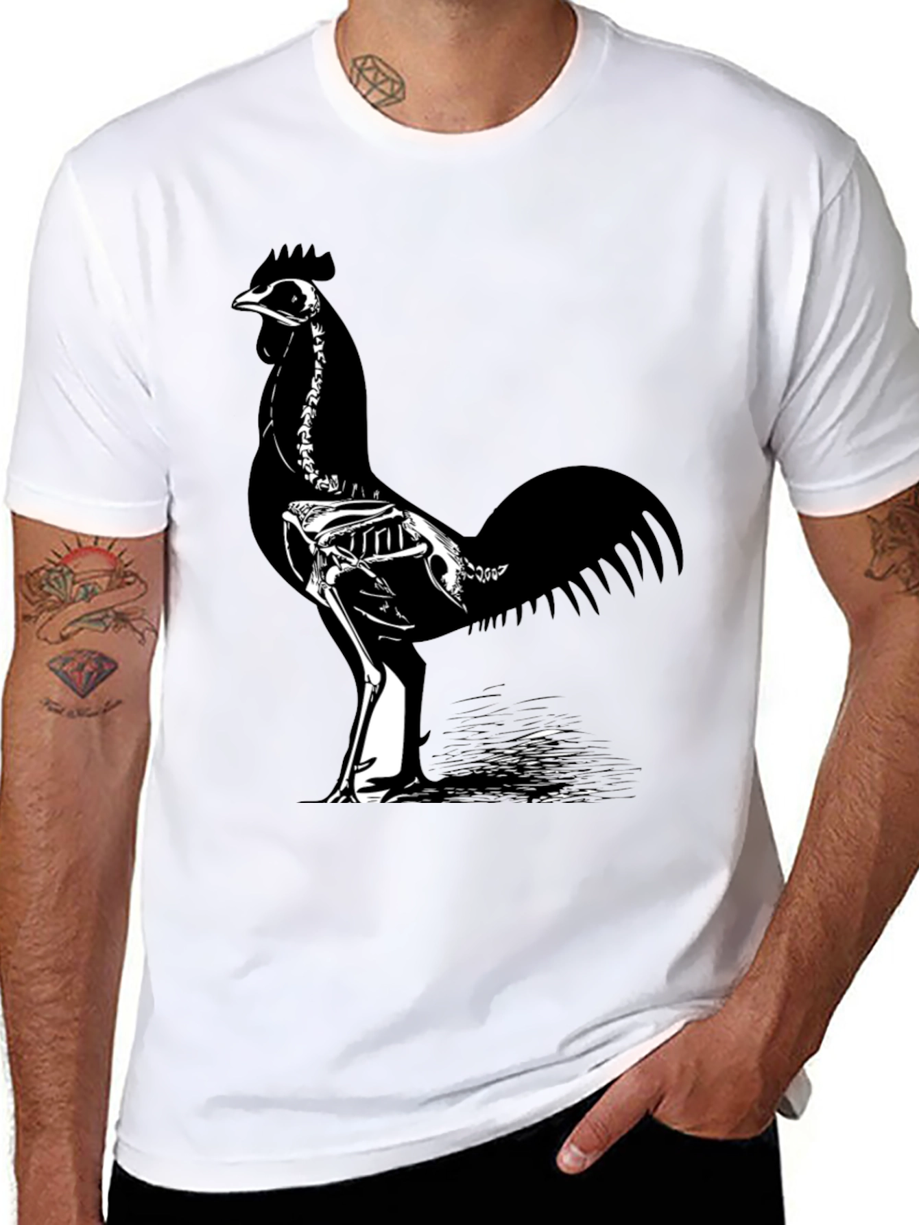 Skeleton Rooster T-Shirt - Black