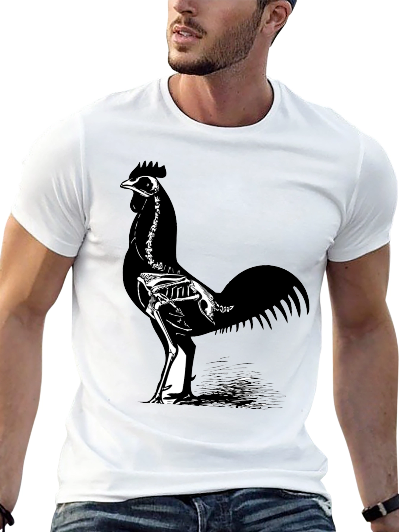 Skeleton Rooster T-Shirt - Black