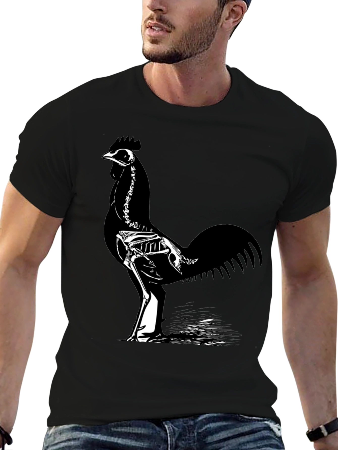 Skeleton Rooster T-Shirt - Black