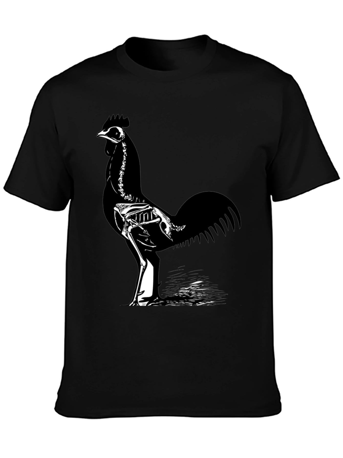 Skeleton Rooster T-Shirt - Black