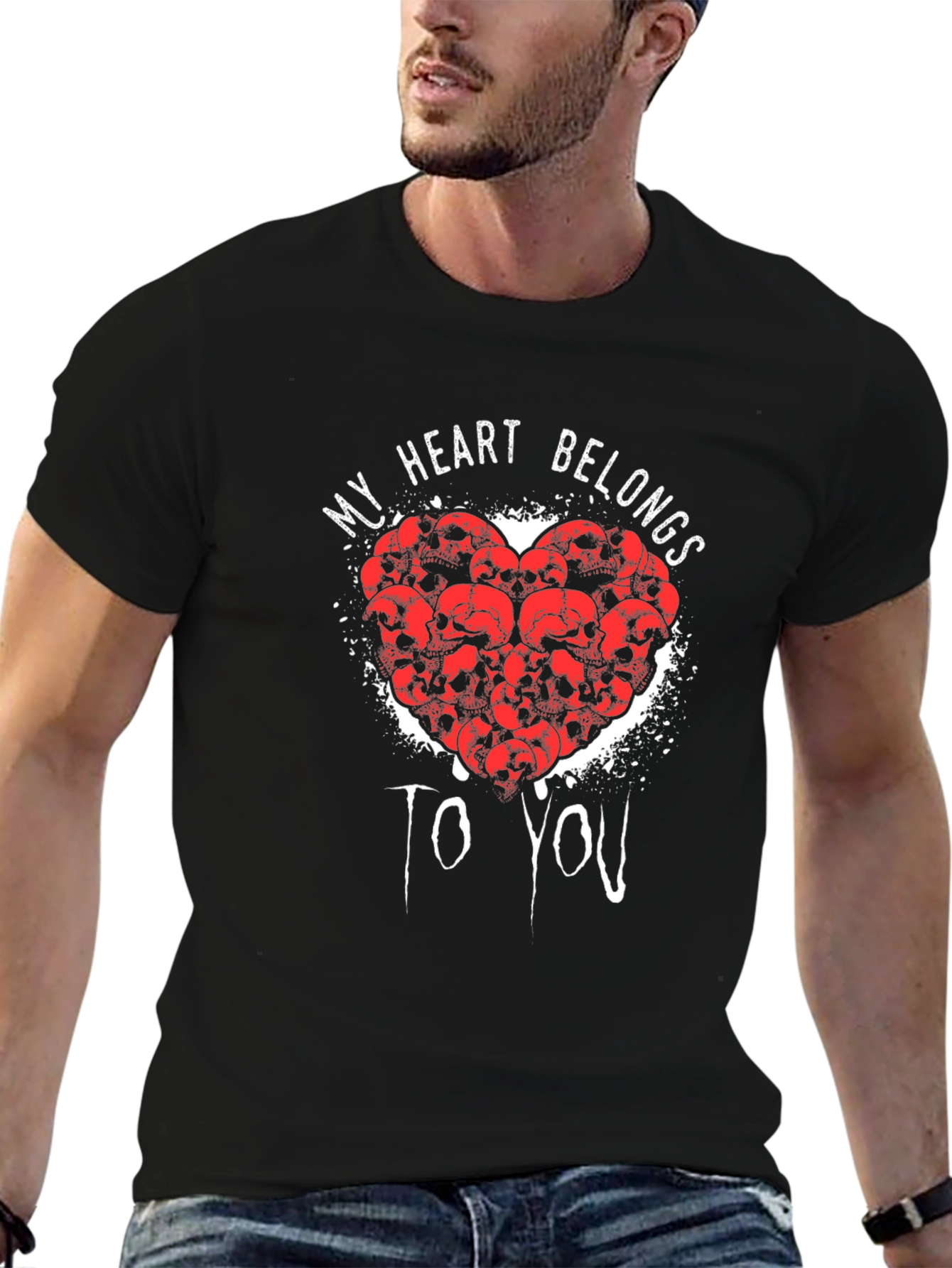My Heart Belongs To You Skull Heart Graphic Tee