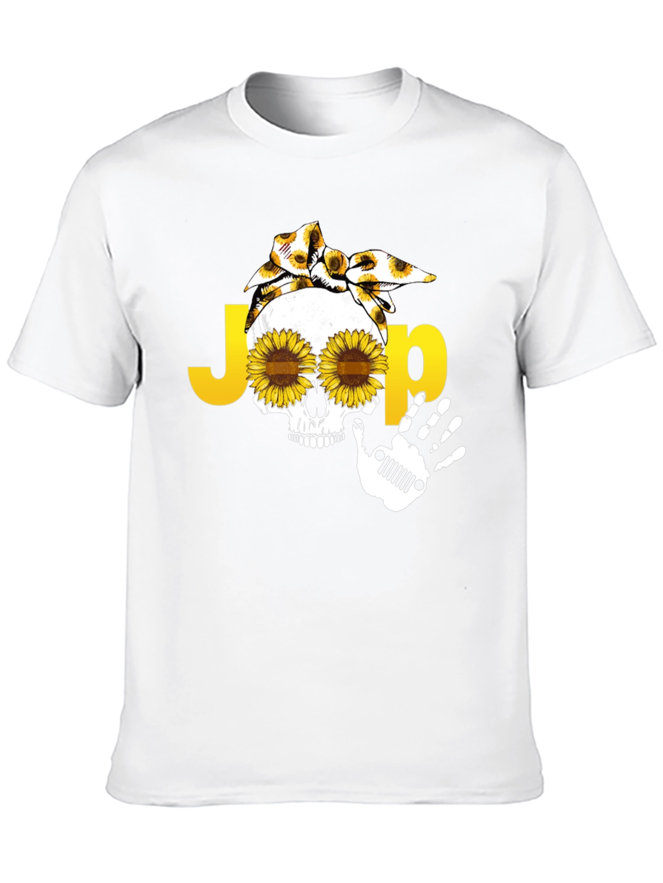 Jeep Skull Sunflower Graphic T-Shirt