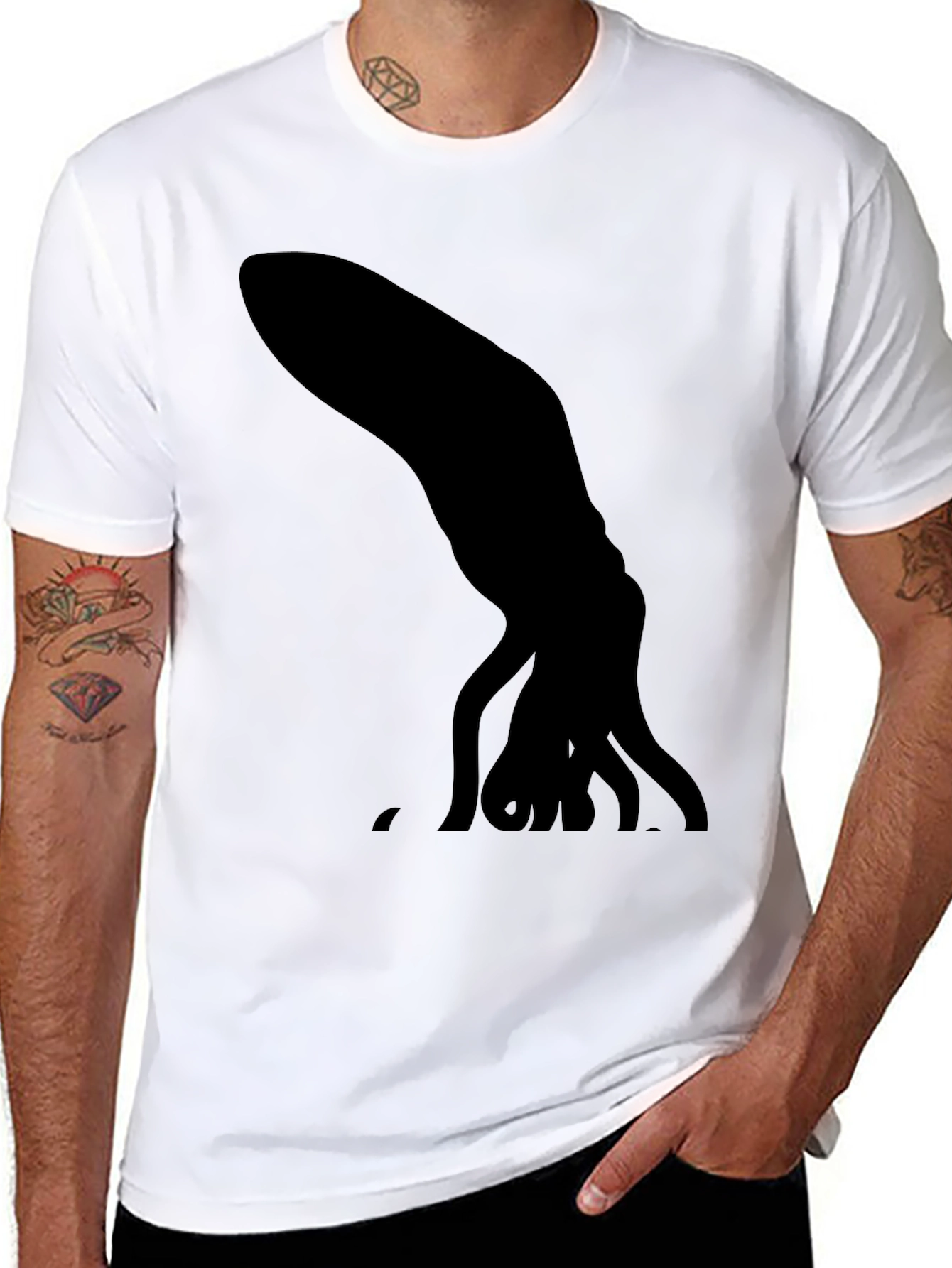 Mens Black T-Shirt - Graphic Squid Print