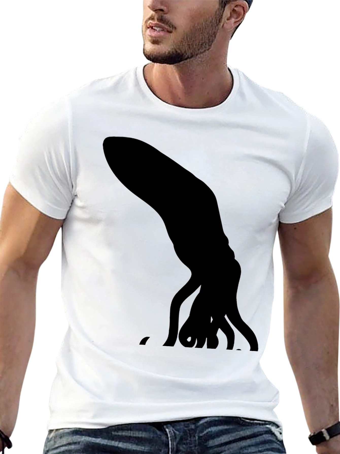 Mens Black T-Shirt - Graphic Squid Print