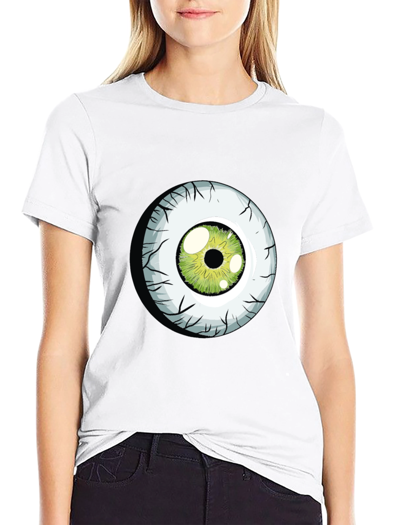 Green Eyeball Graphic Tee - Soft Cotton Blend