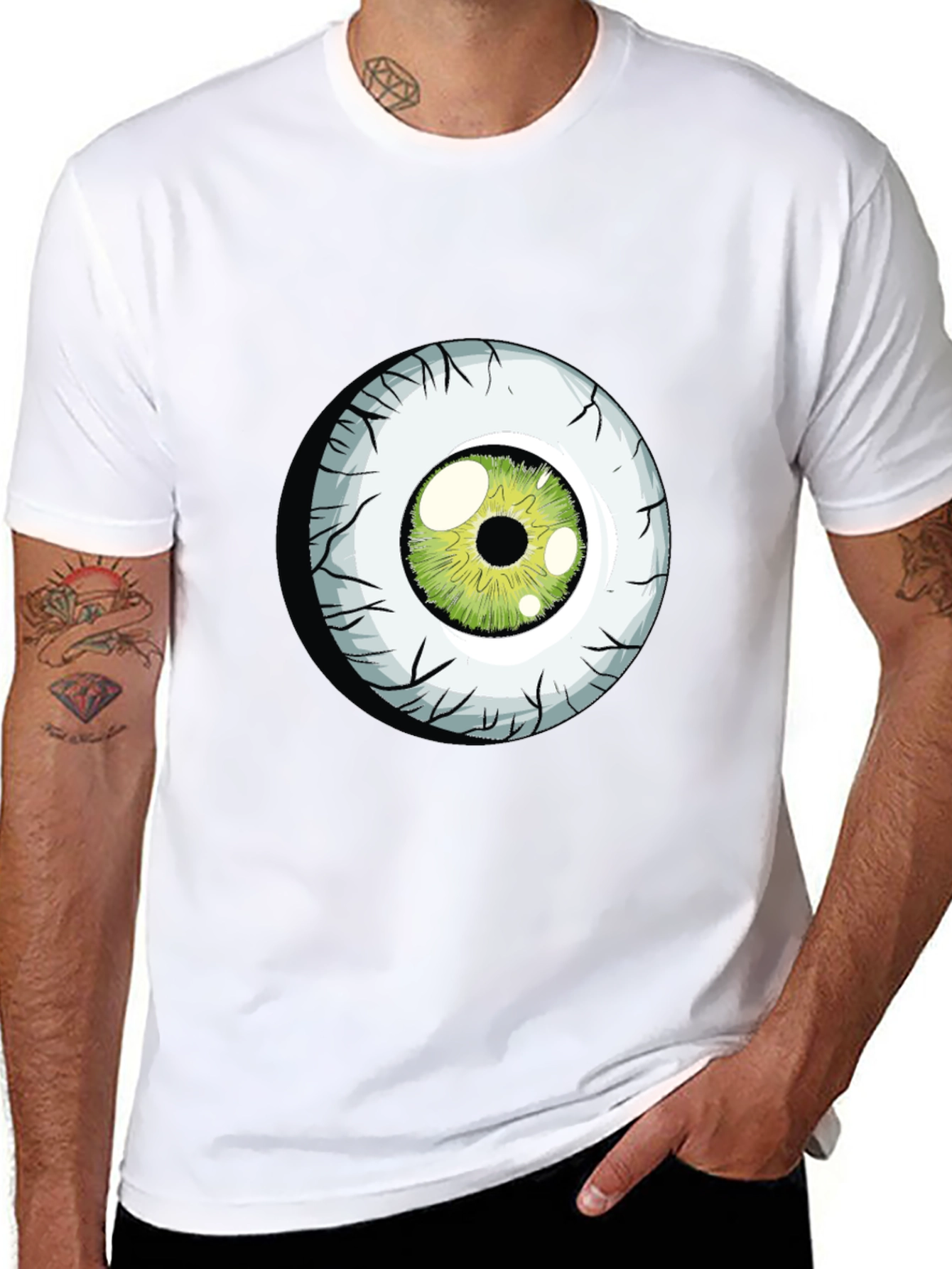 Green Eyeball Graphic Tee - Soft Cotton Blend