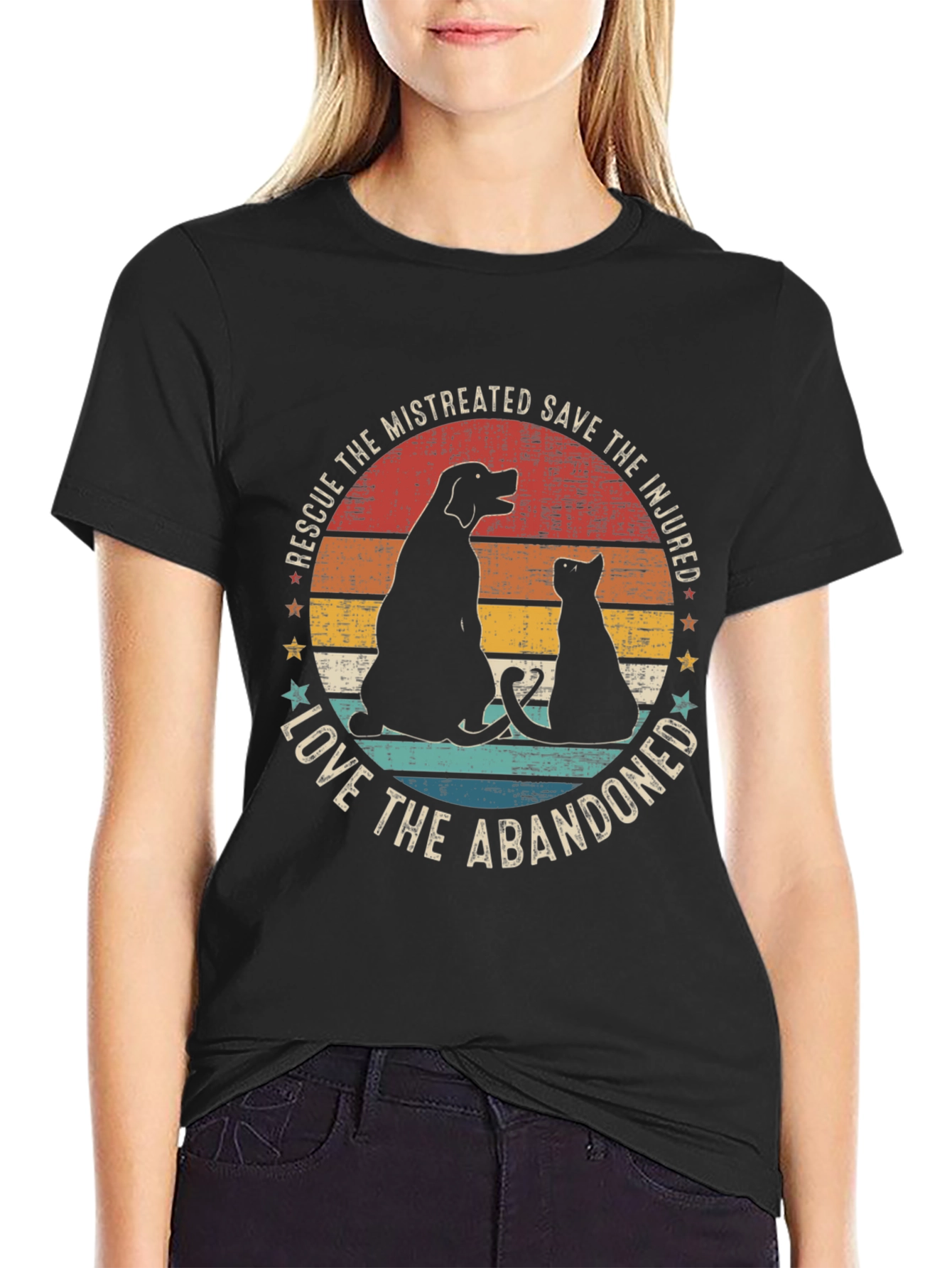 Rescue Dog & Cat Graphic Tee: Love the Abandoned