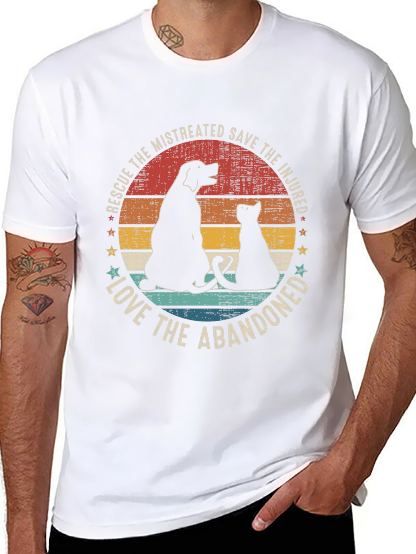 Rescue Dog & Cat Graphic Tee: Love the Abandoned