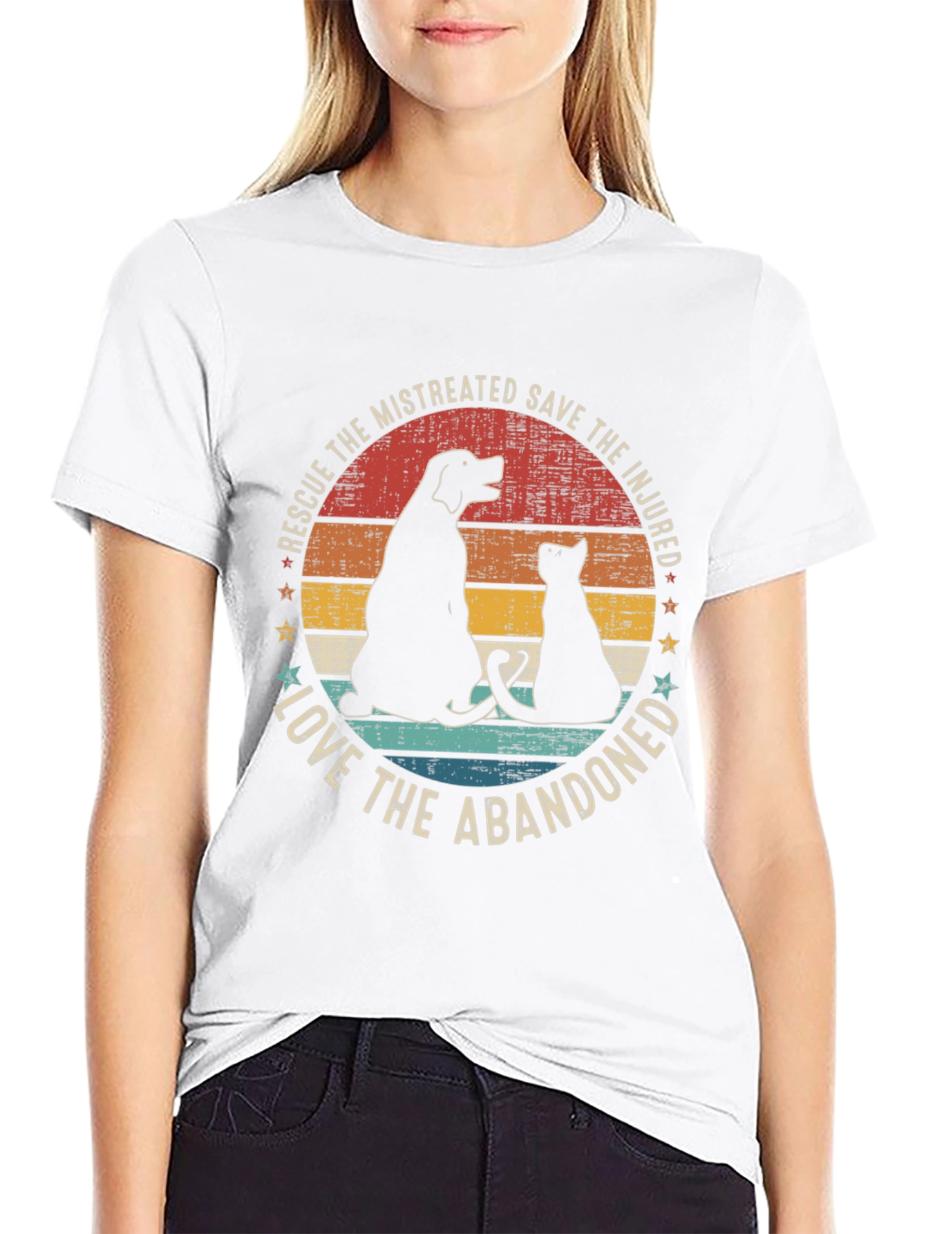 Rescue Dog & Cat Graphic Tee: Love the Abandoned