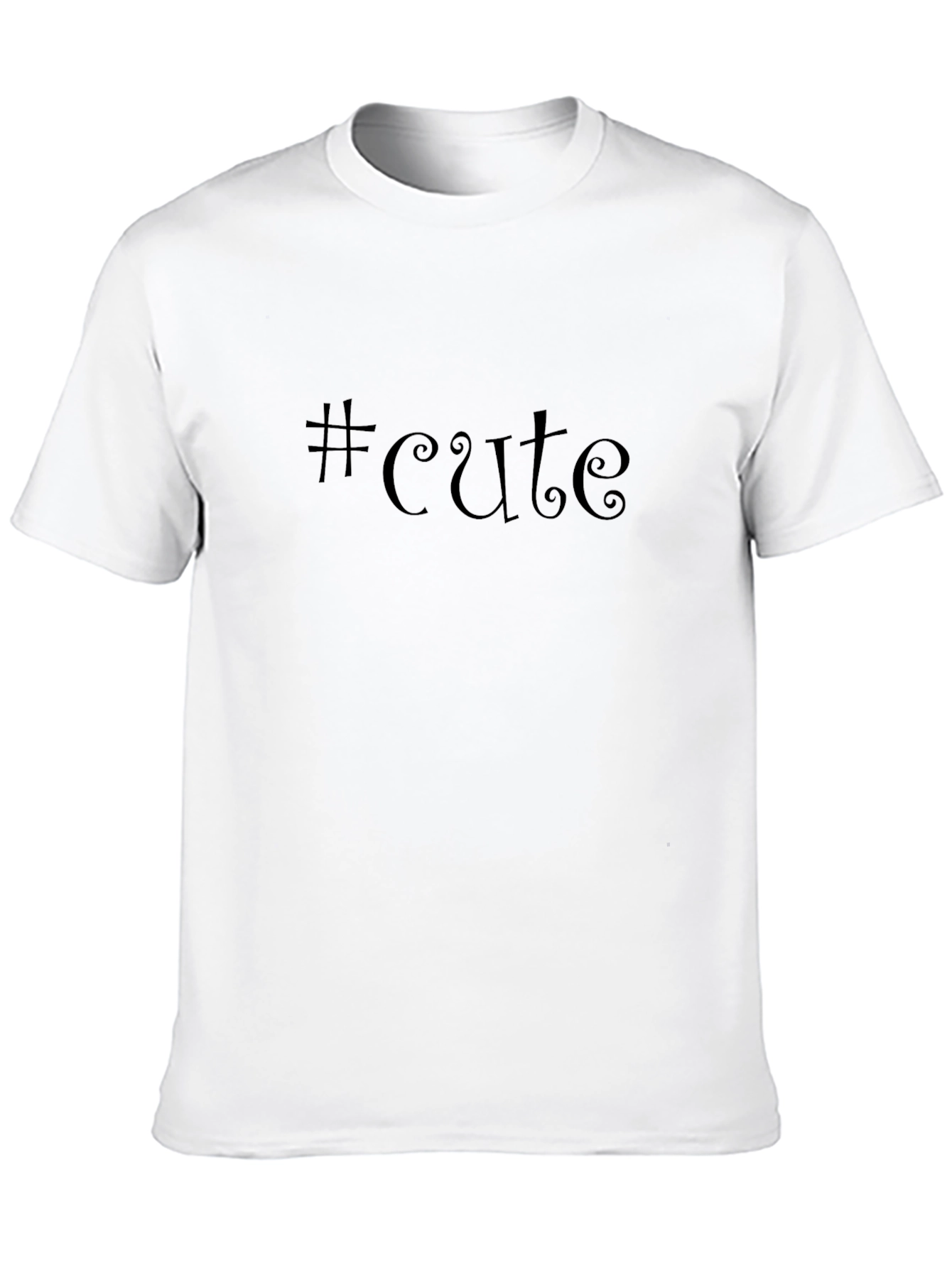 #Cute Black Crew Neck Short Sleeve T-Shirt