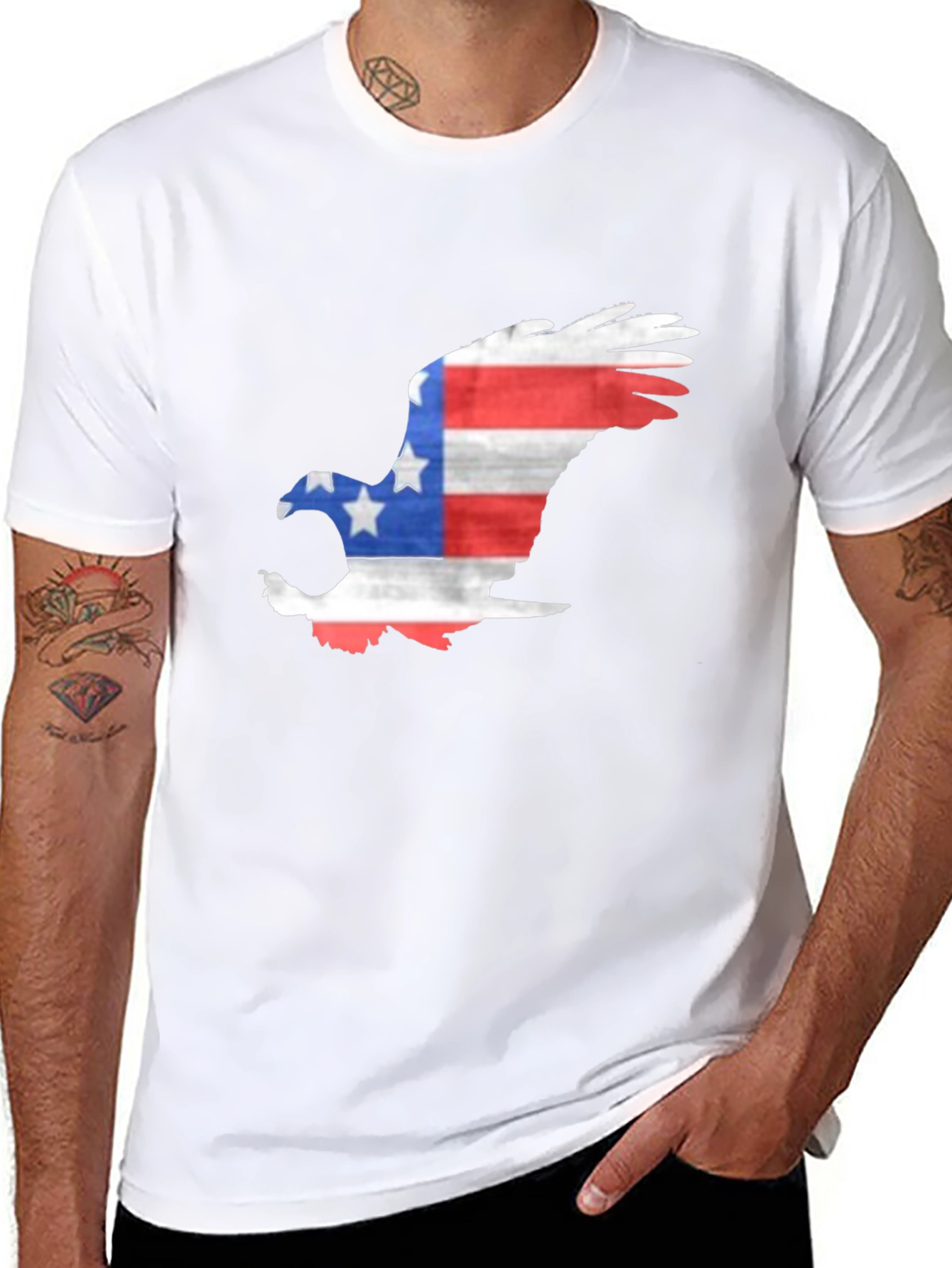 Patriotic Eagle Graphic T-Shirt - Mens Black Tee