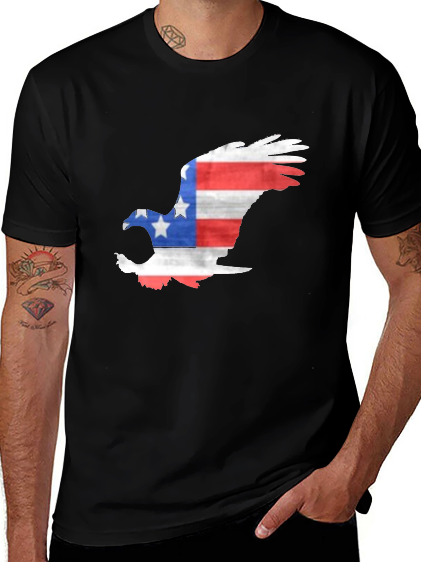 Patriotic Eagle Graphic T-Shirt - Mens Black Tee